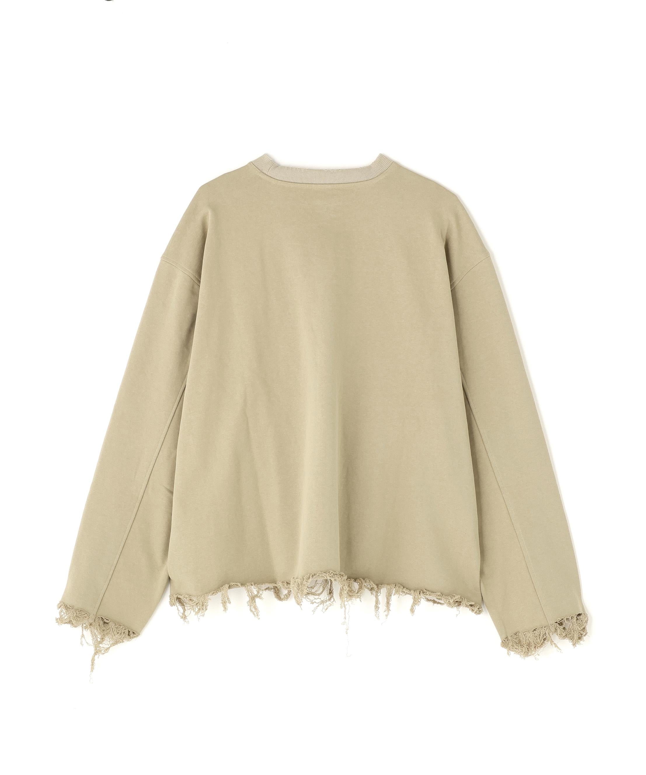 DankeSchon/ダンケシェーン/CUT FRINGE SWEAT CREWNECK BLACK ベージュ
