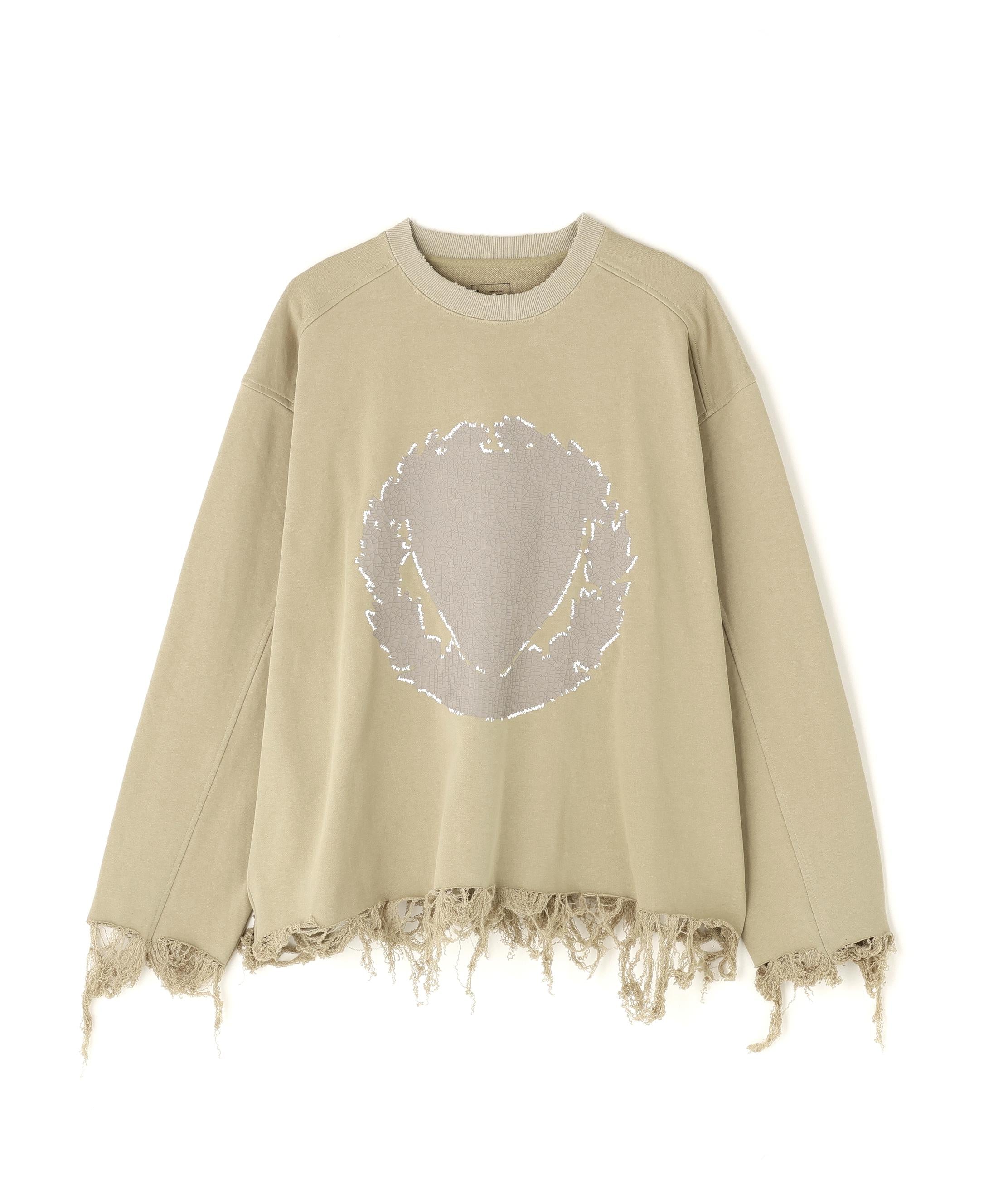 DankeSchon/ダンケシェーン/CUT FRINGE SWEAT CREWNECK EMBLEM ベージュ