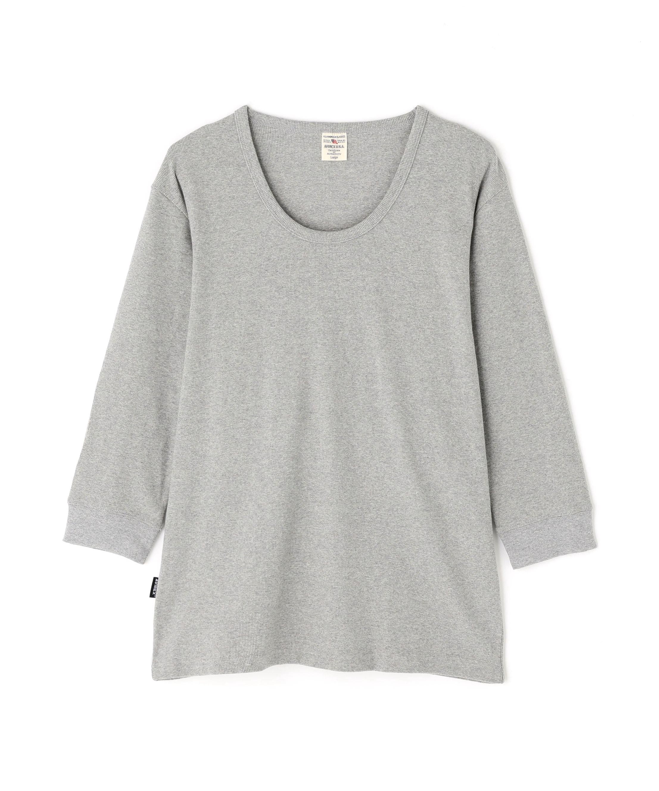 《DAILY/デイリー》2/3 SLEEVE U-NECK T-SHIRT/2/3 スリーブ Uネック Tシャツ グレー