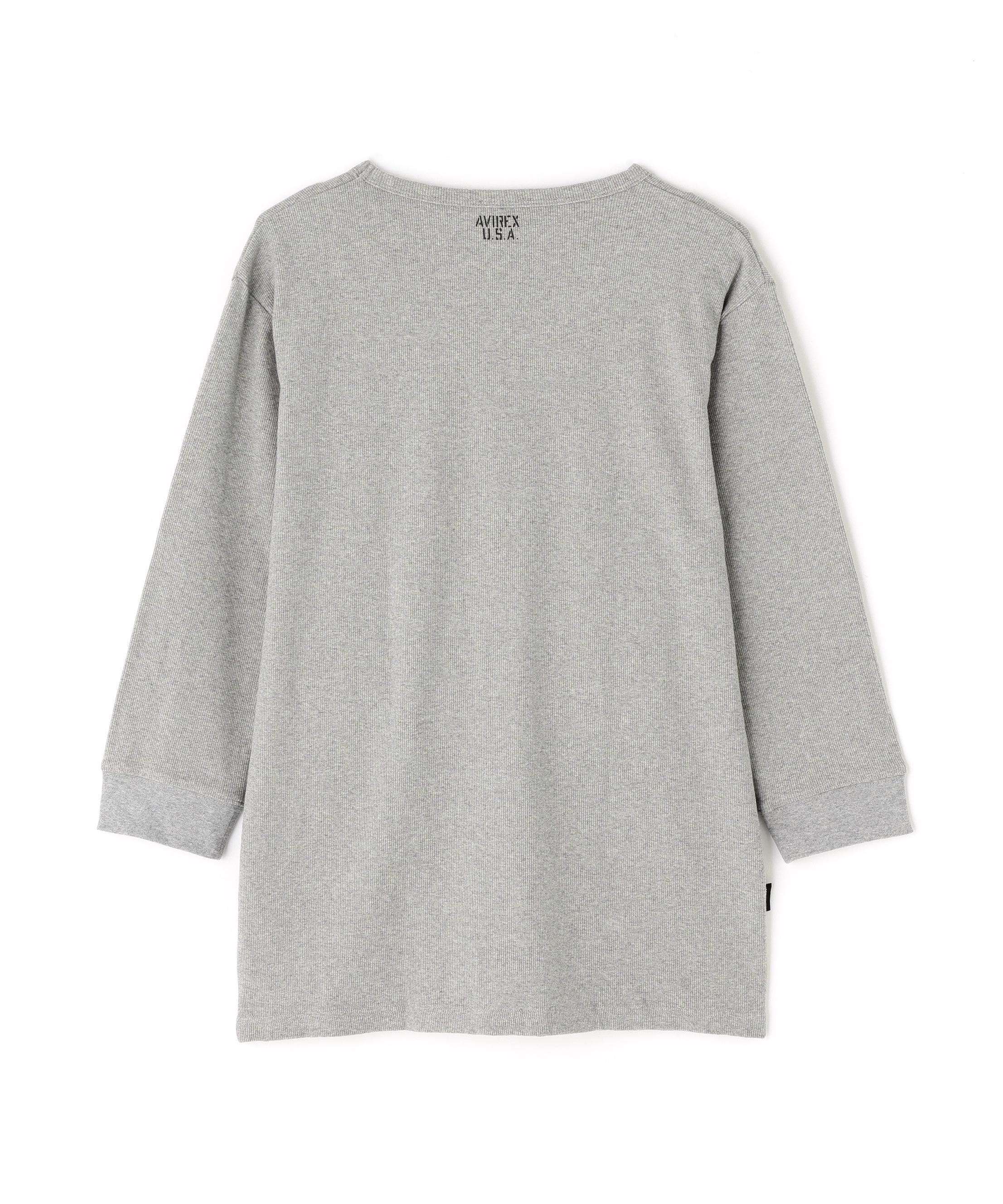 《DAILY/デイリー》2/3 SLEEVE U-NECK T-SHIRT/2/3 スリーブ Uネック Tシャツ グレー