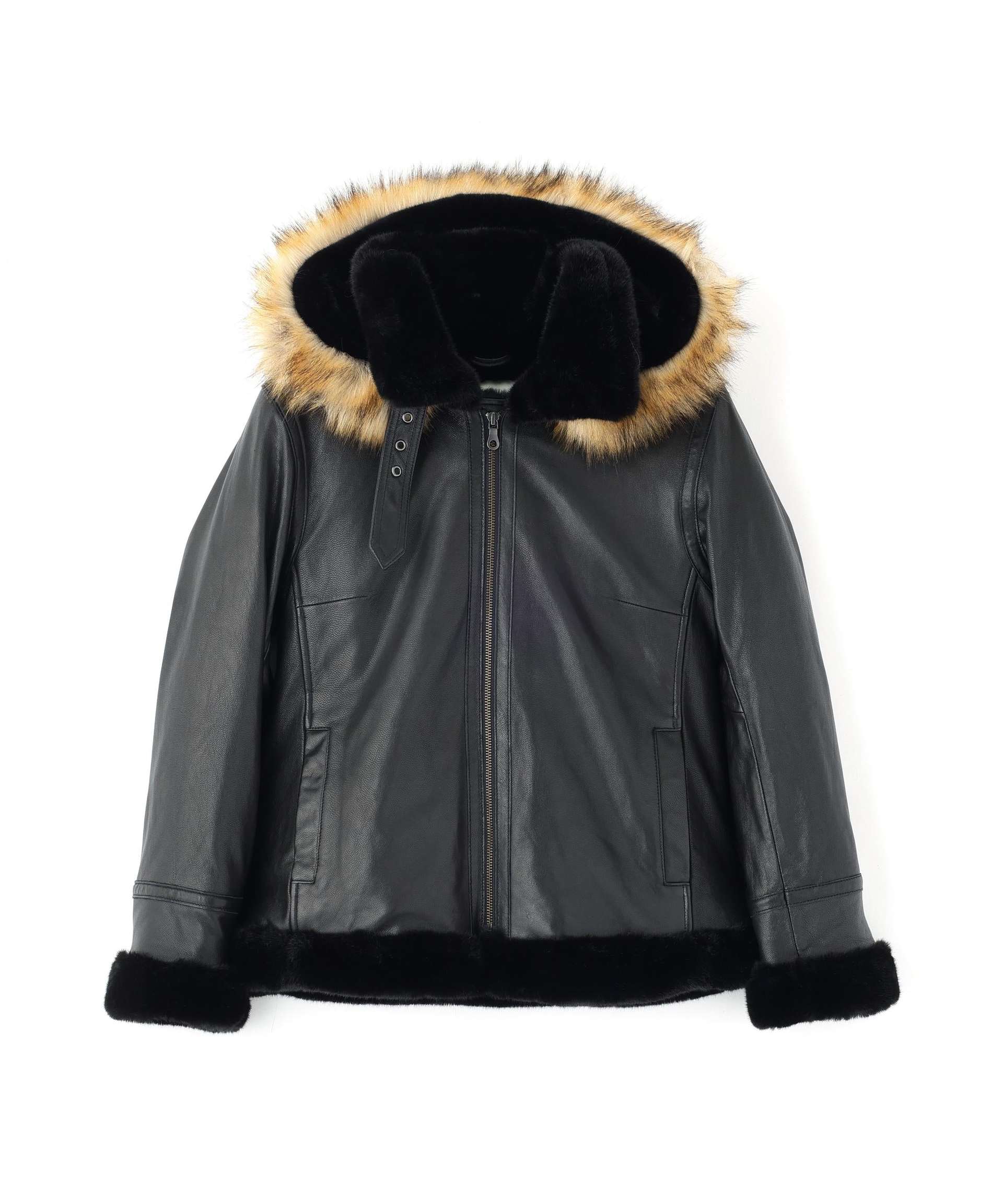 《直営店限定》GOAT VEGE HOOD LEATHE> JACKET ブラック