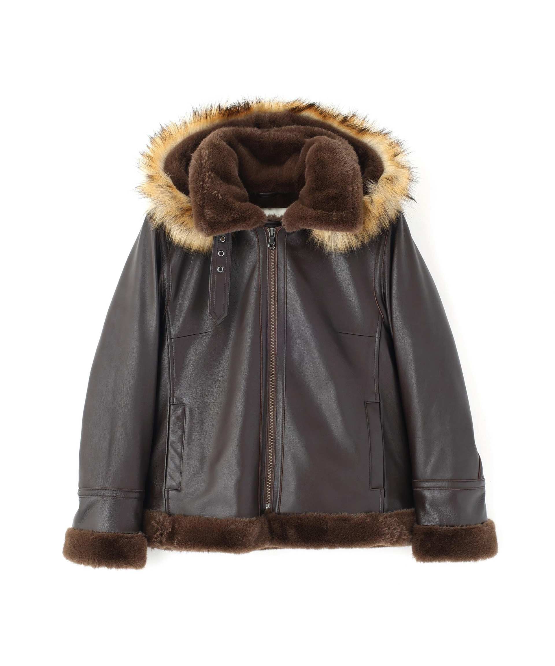 《直営店限定》GOAT VEGE HOOD LEATHE> JACKET ブラウン