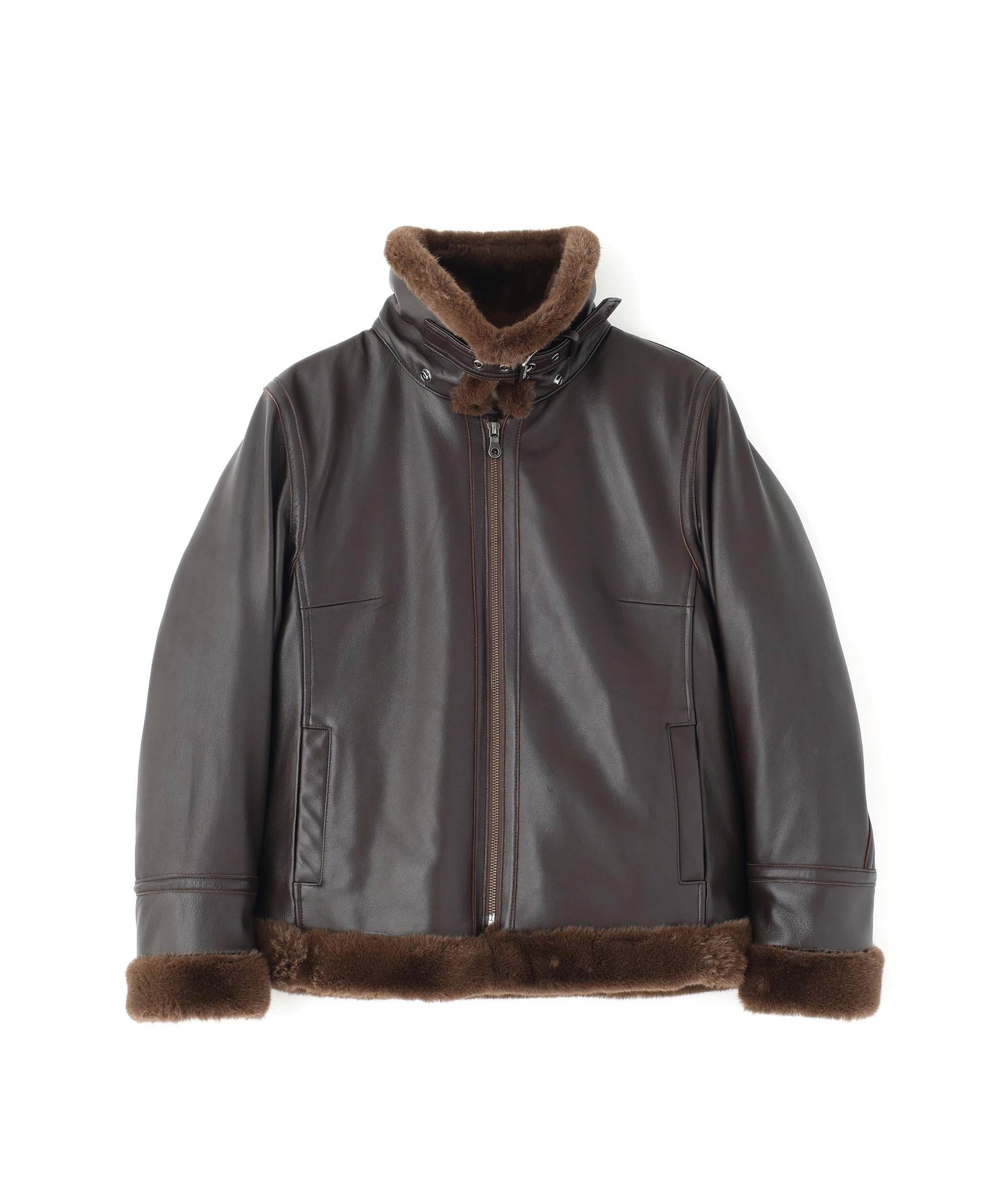 《直営店限定》GOAT VEGE HOOD LEATHE> JACKET ブラウン