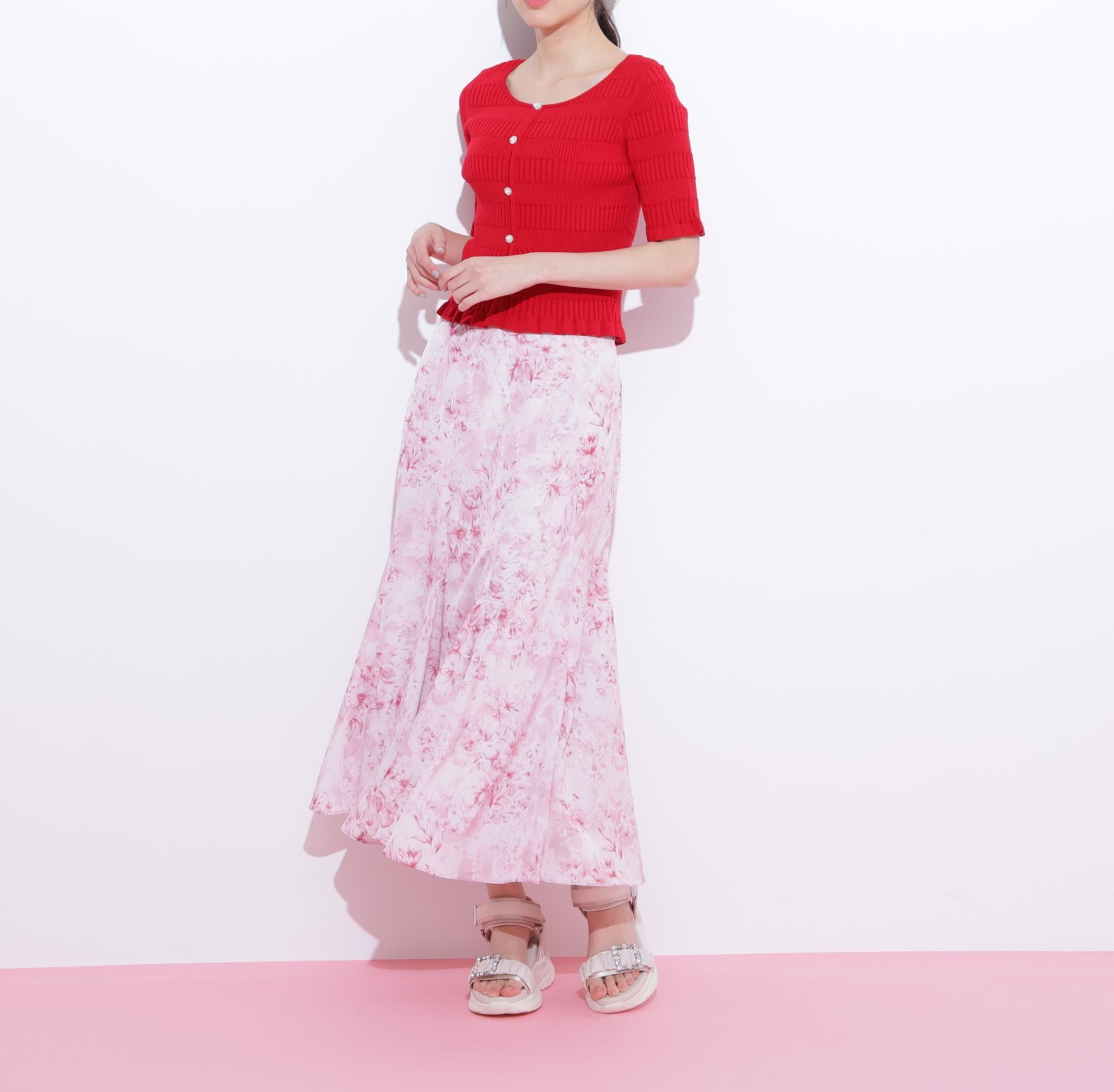 前後2way変形リブニット レッド