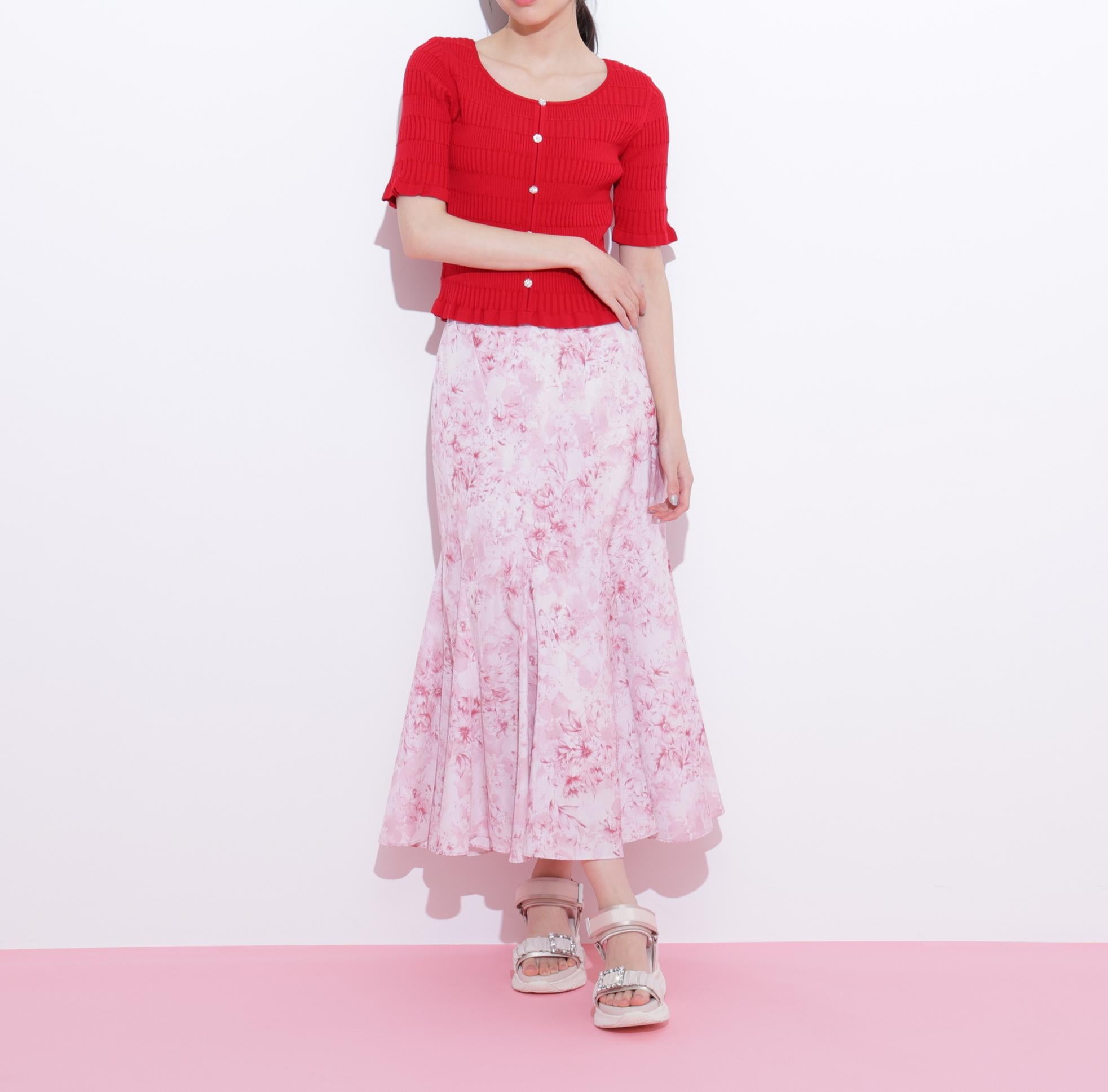 前後2way変形リブニット レッド