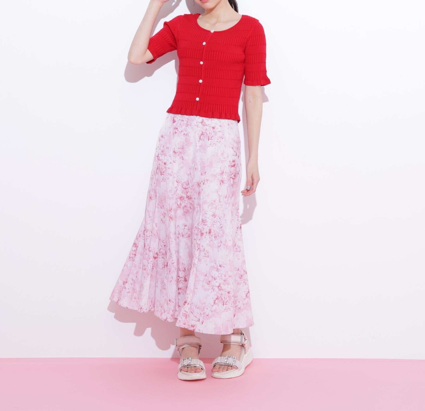 前後2way変形リブニット レッド