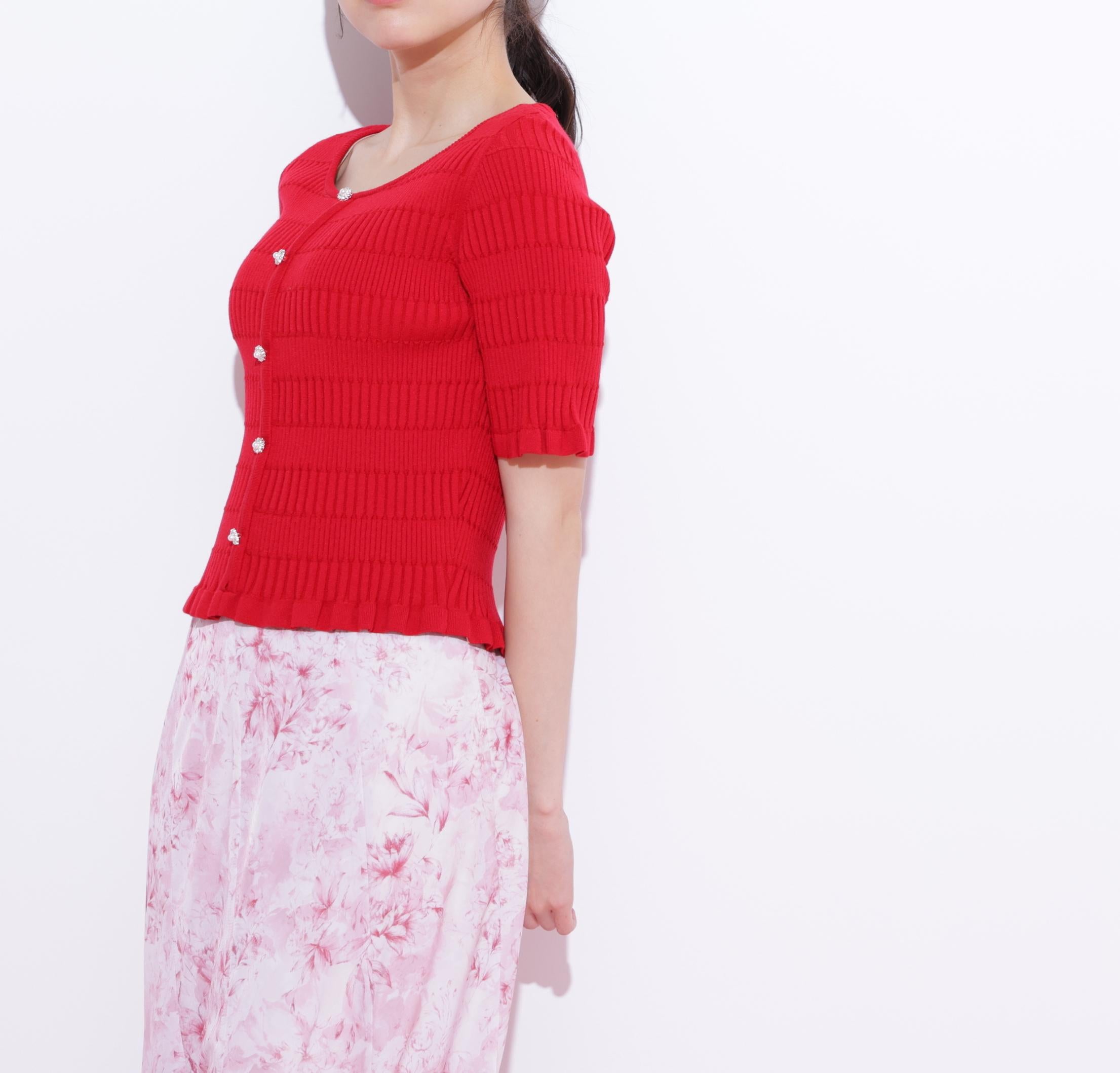 前後2way変形リブニット レッド