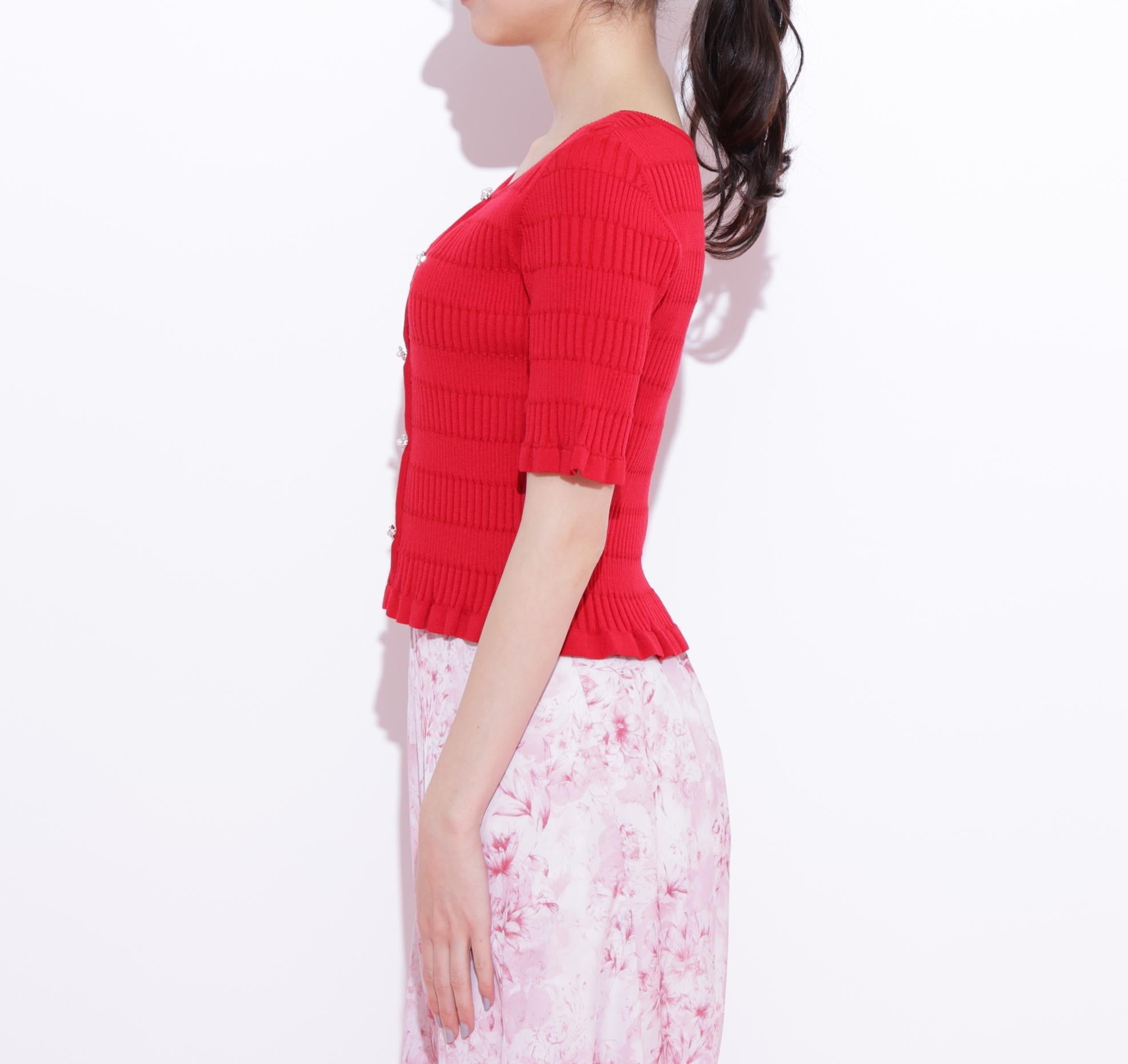 前後2way変形リブニット レッド