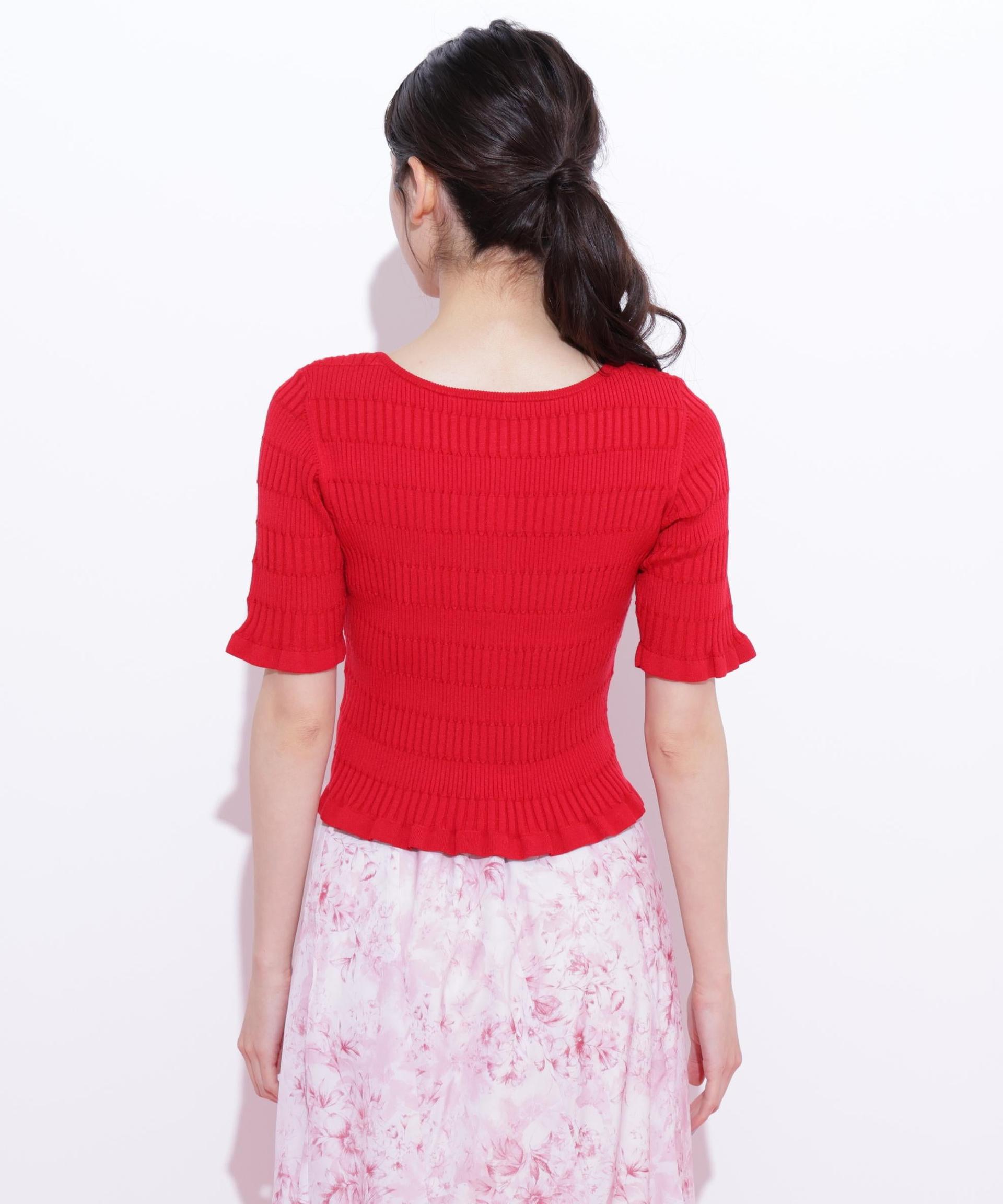 前後2way変形リブニット レッド