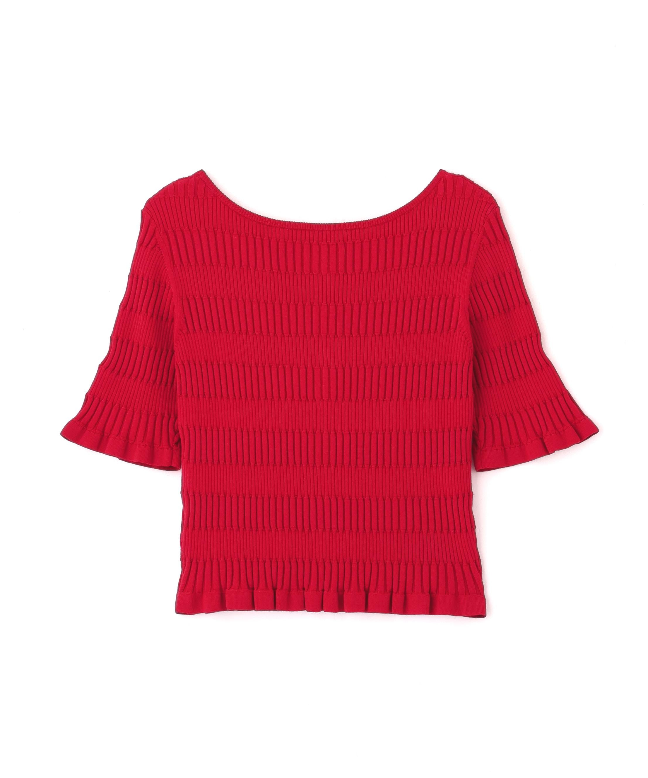 前後2way変形リブニット レッド