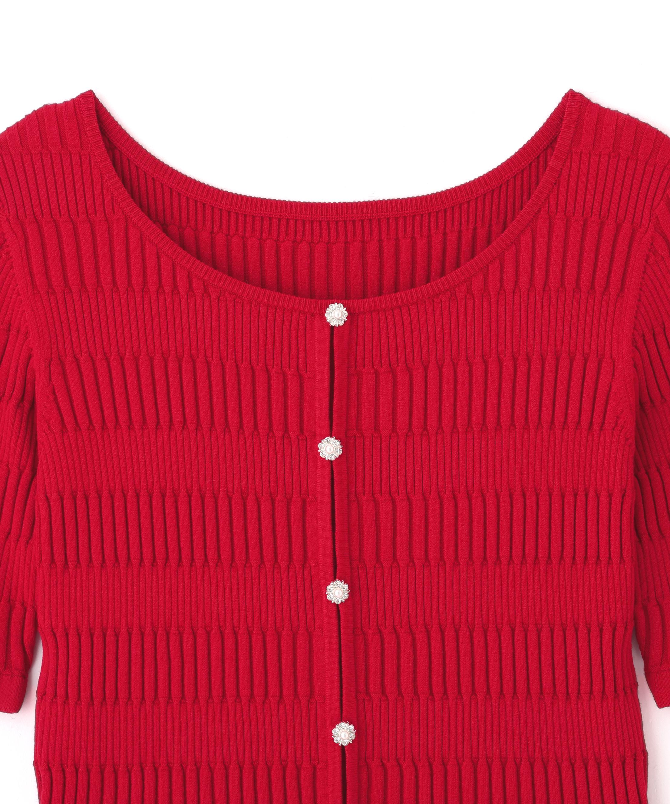 前後2way変形リブニット レッド