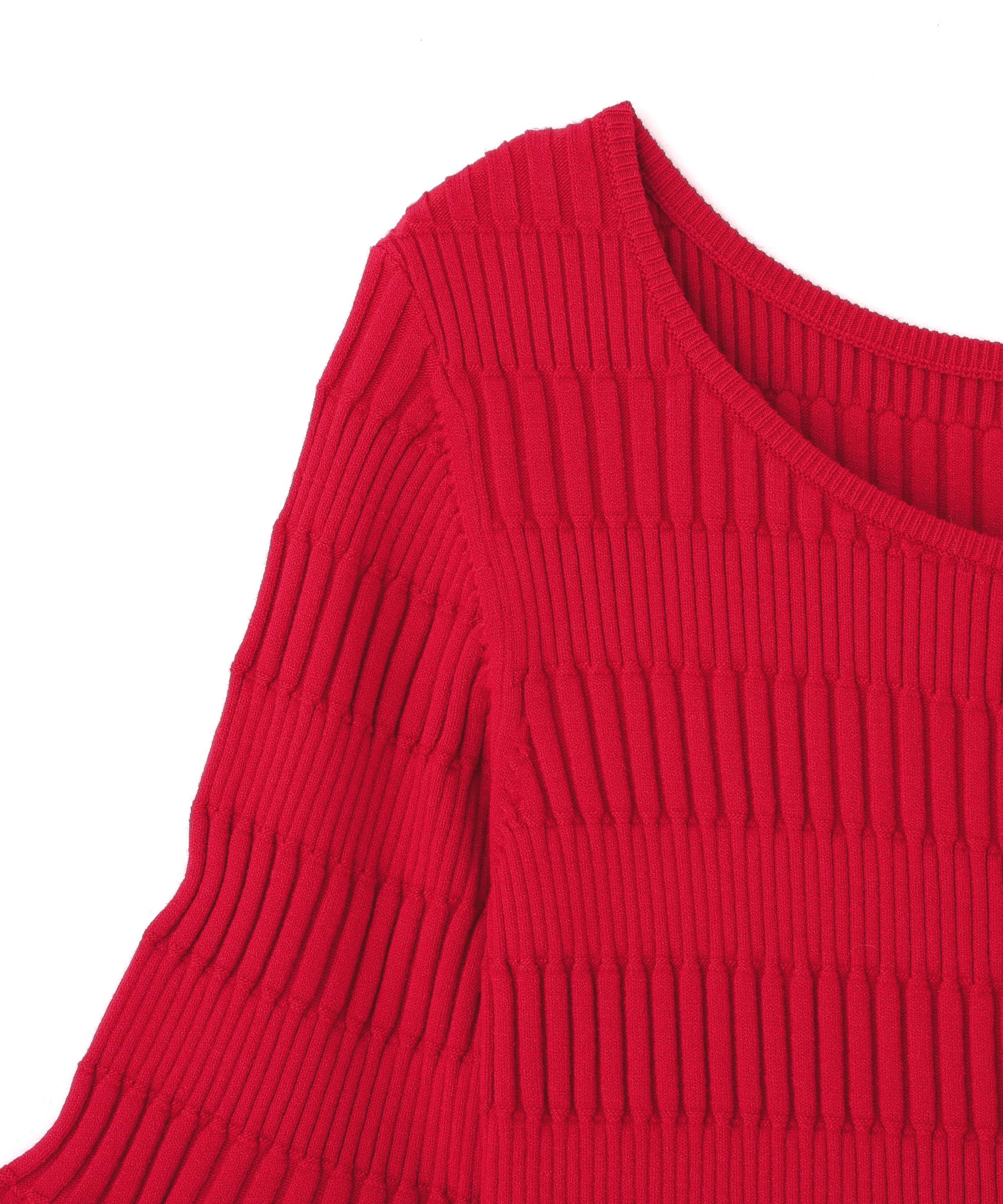 前後2way変形リブニット レッド