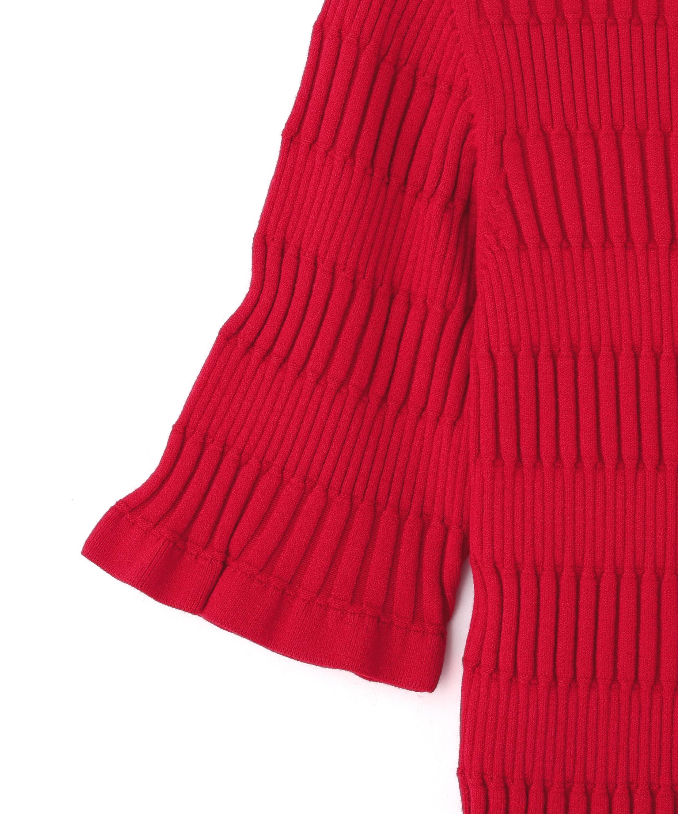 前後2way変形リブニット レッド