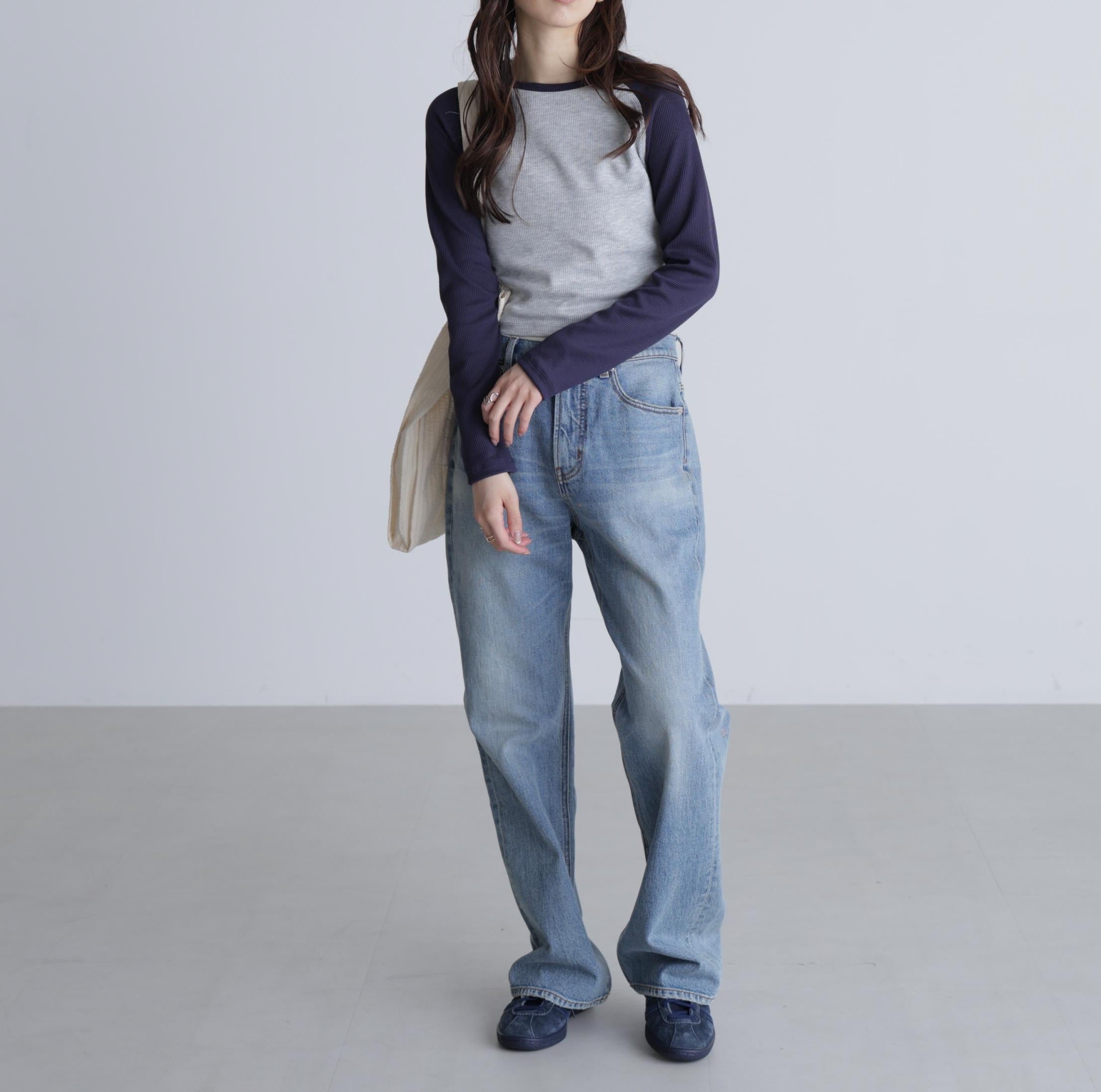 ラグラン長袖カットソー グレー