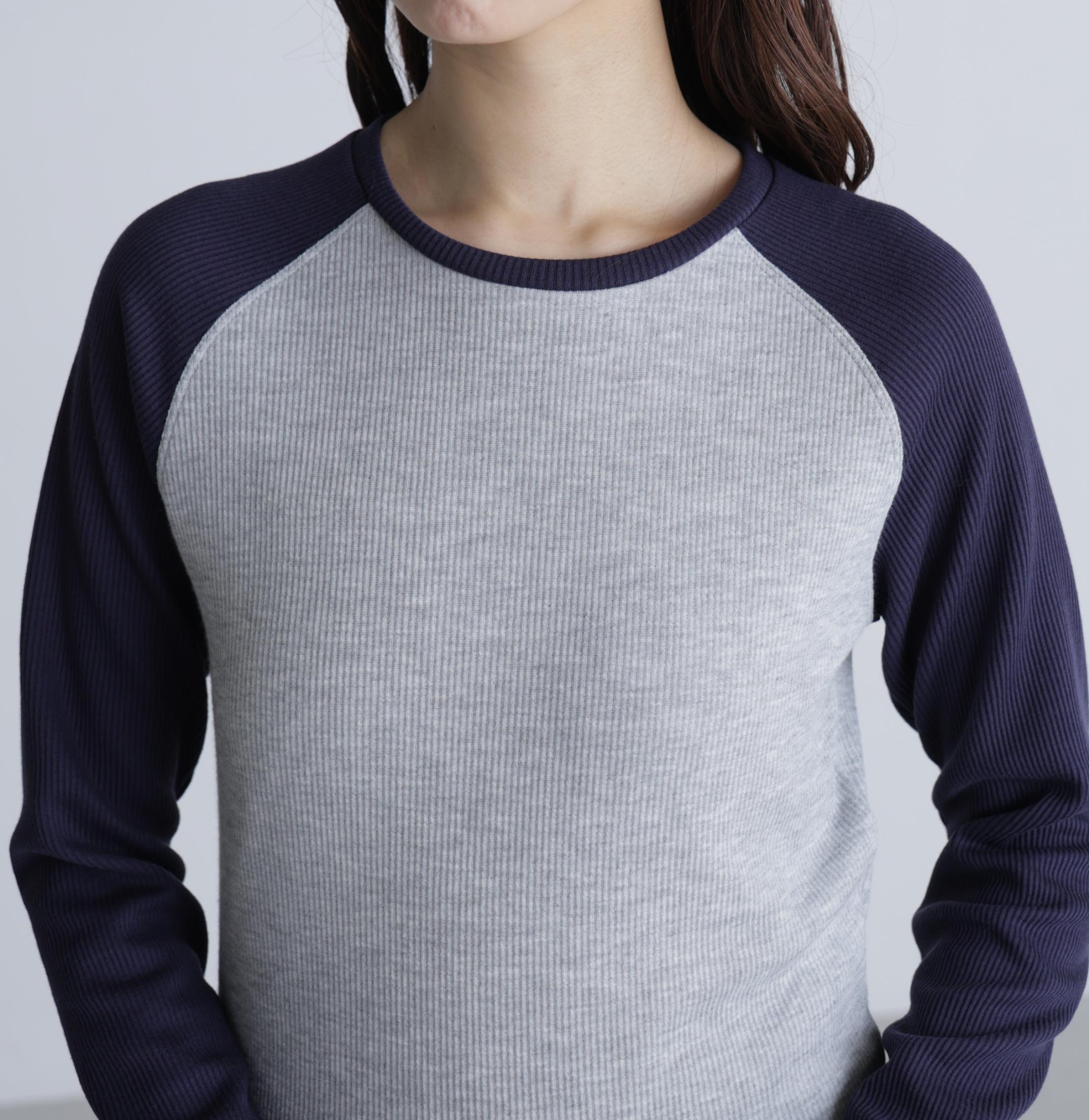 ラグラン長袖カットソー グレー