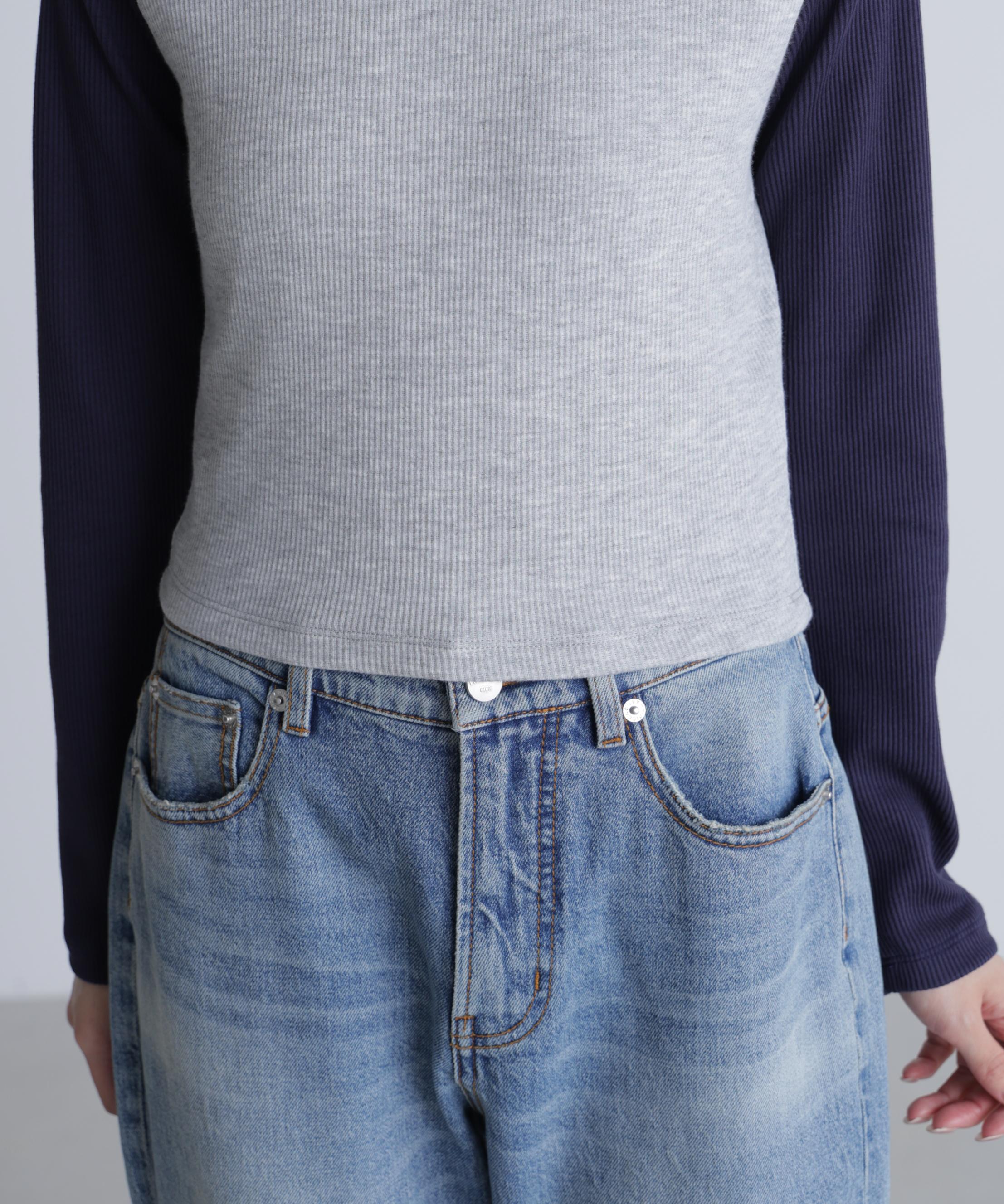 ラグラン長袖カットソー グレー