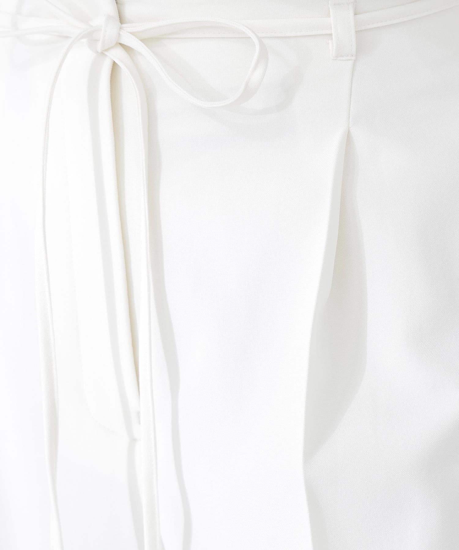 ナローリボンタックワイドパンツ オフホワイト1