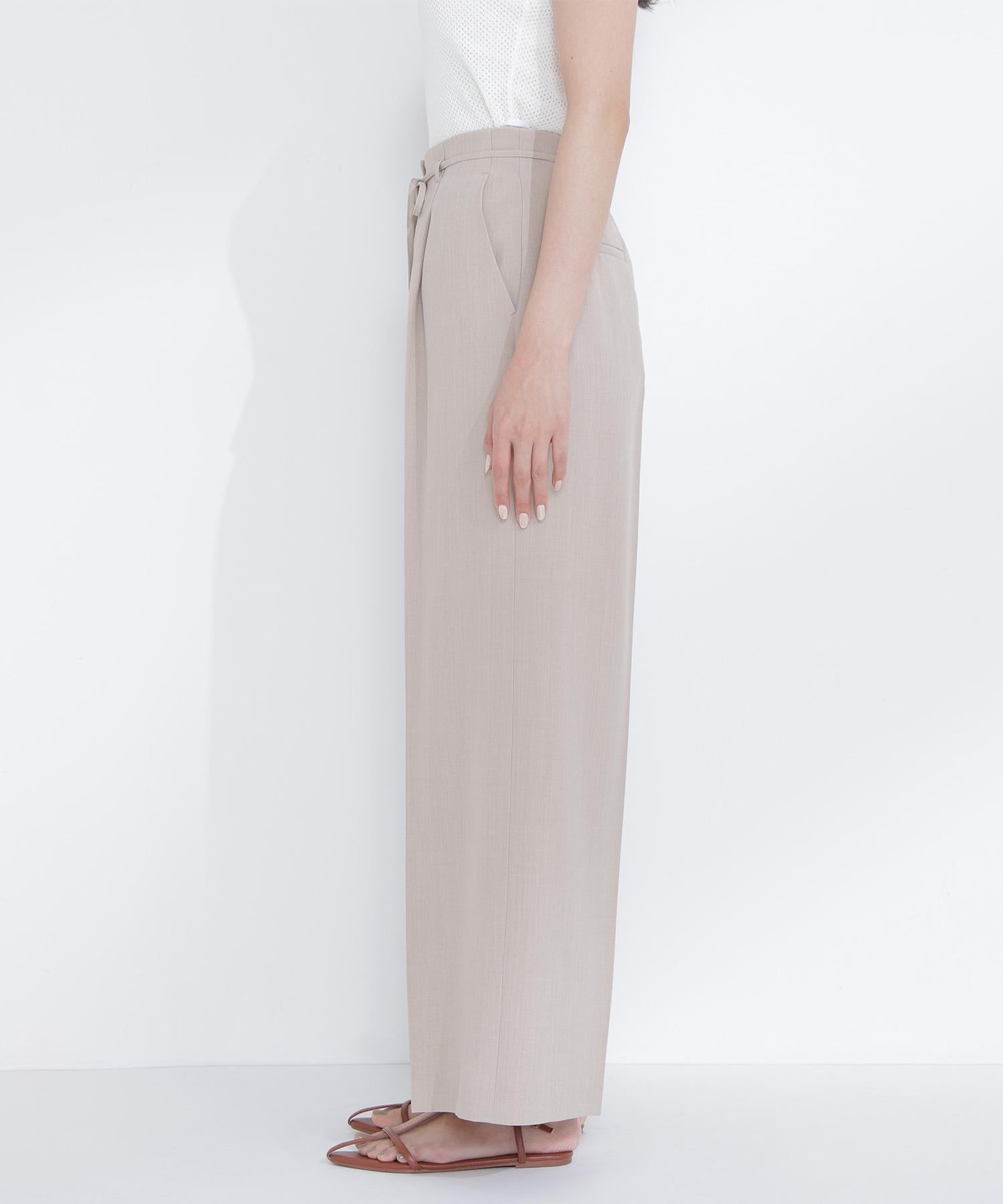 ナローリボンタックワイドパンツ ベージュ