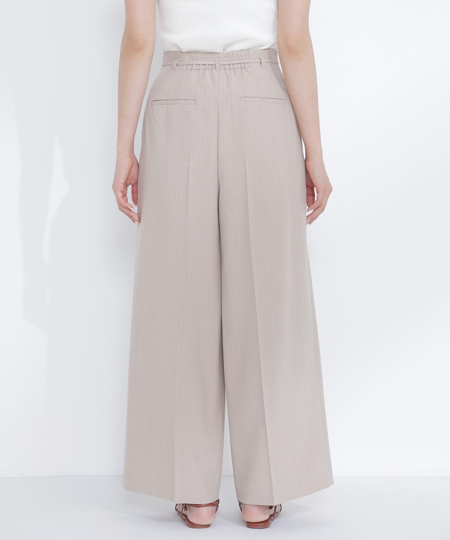 ナローリボンタックワイドパンツ ベージュ