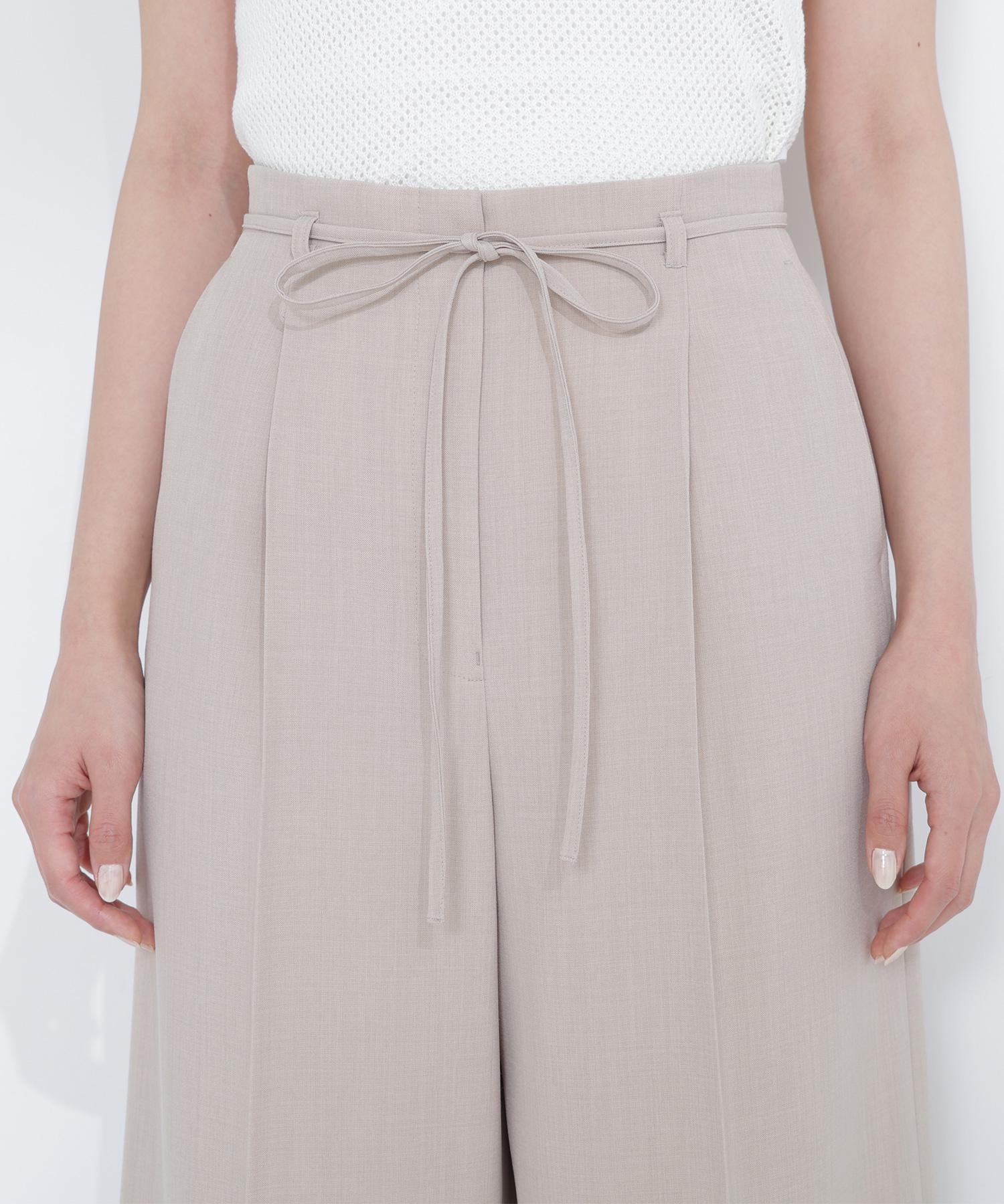 ナローリボンタックワイドパンツ ベージュ