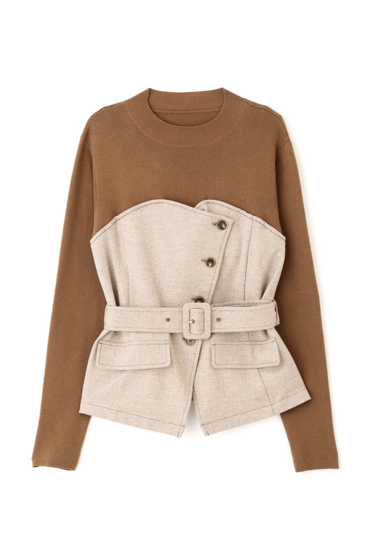 ◆ヘリンボンコンビニットプルオーバー モカ6