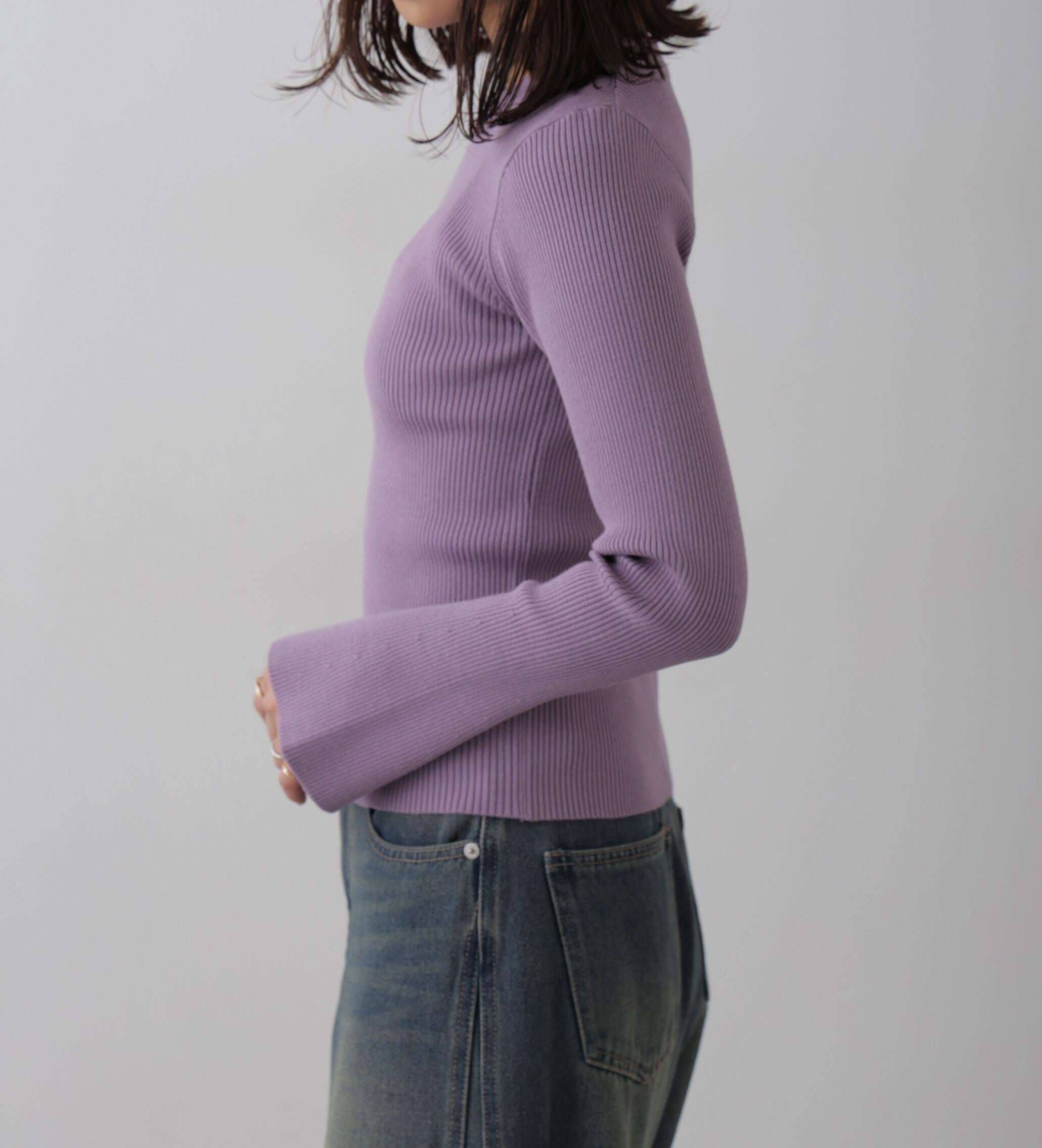 〈洗える〉マシンウォッシャブルクルーネックニット パープル