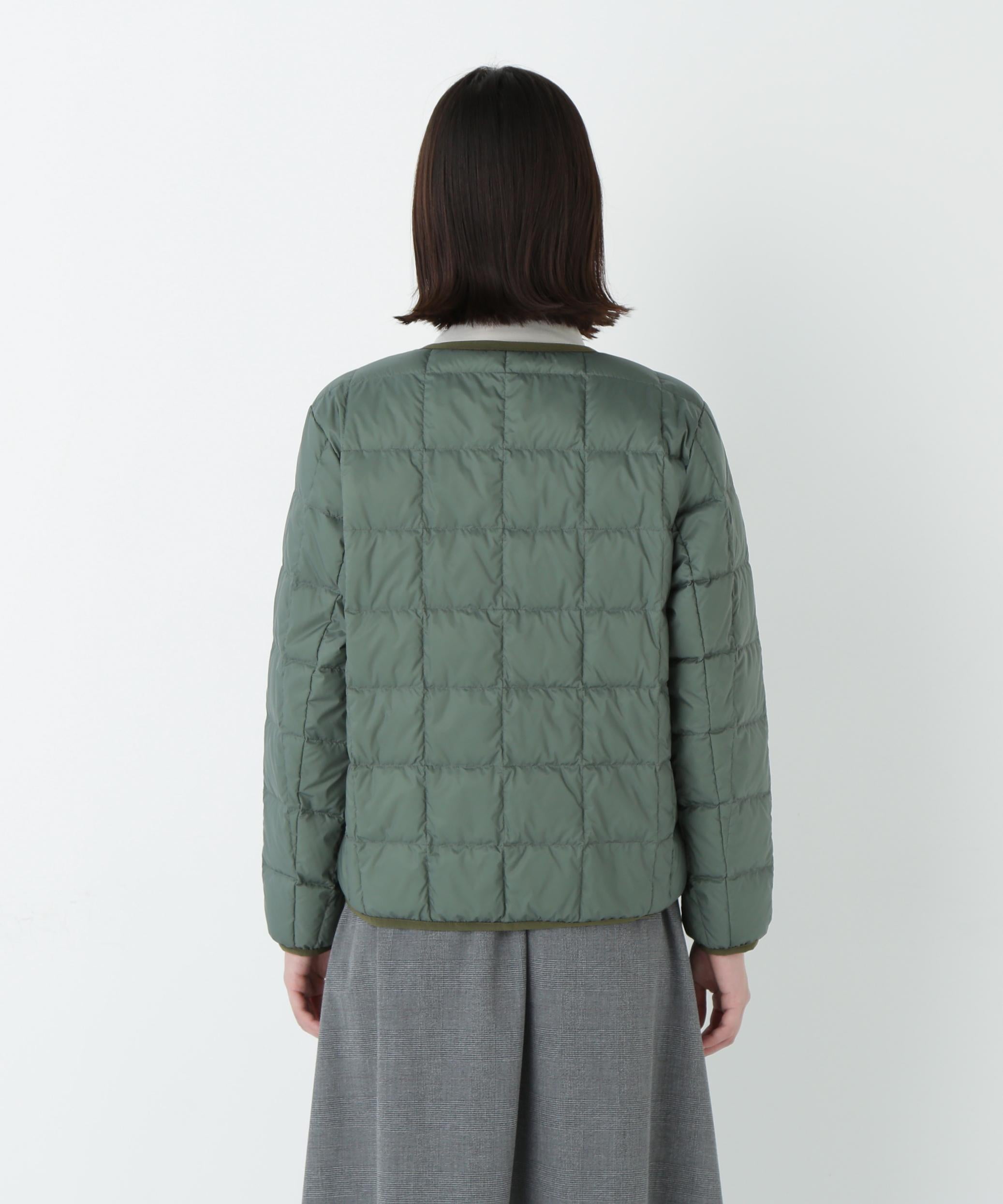 リバーシブルクルーネックダウンブルゾン ダークセージグリーン×ダークオリーブ