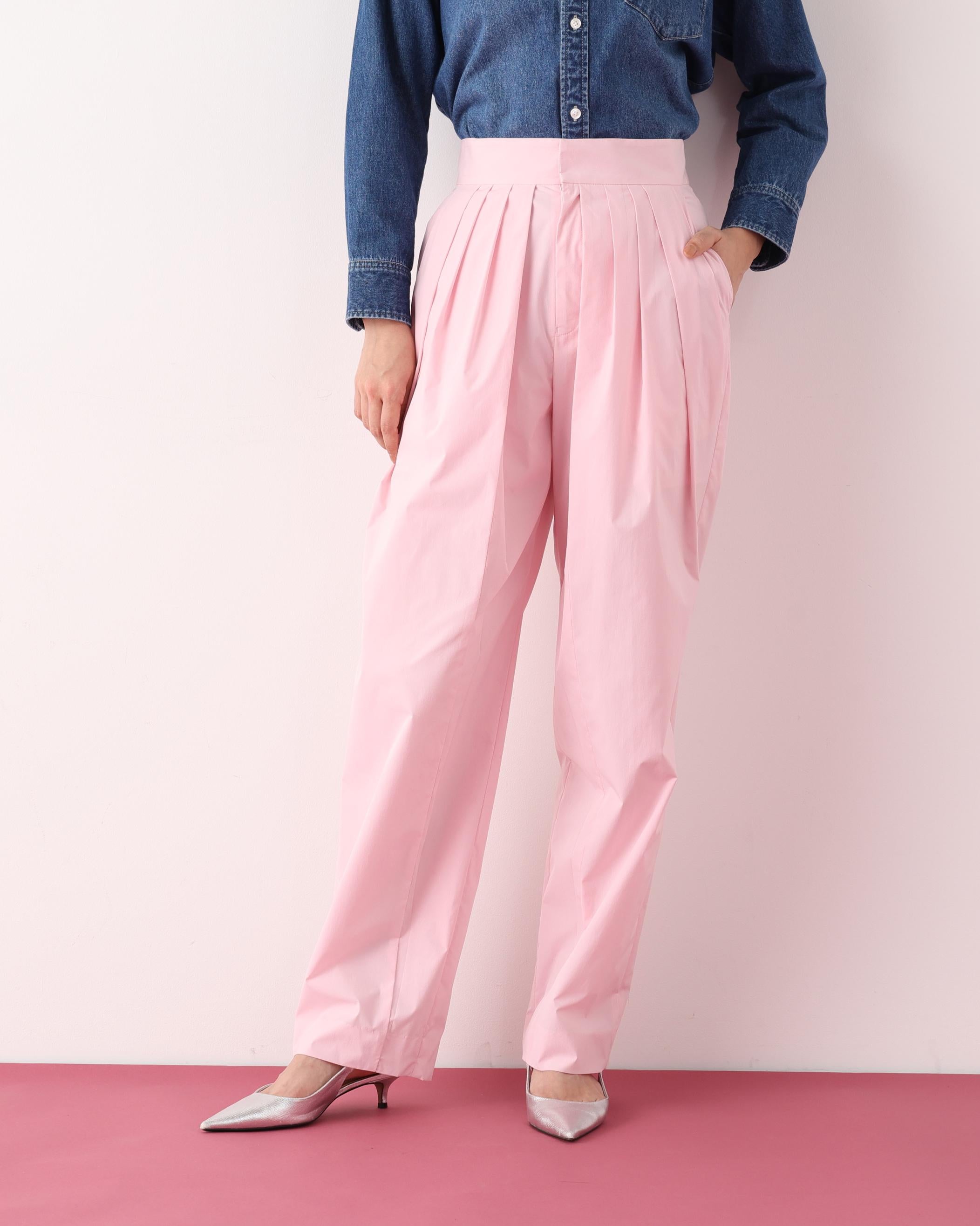 タックボリュームパンツ ピンク