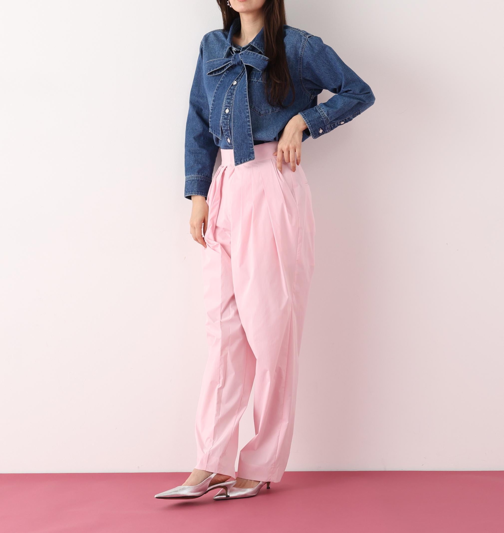 タックボリュームパンツ ピンク