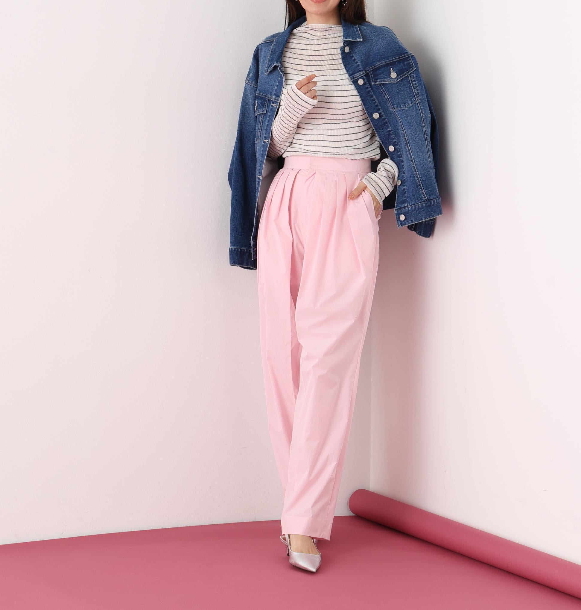 タックボリュームパンツ ピンク