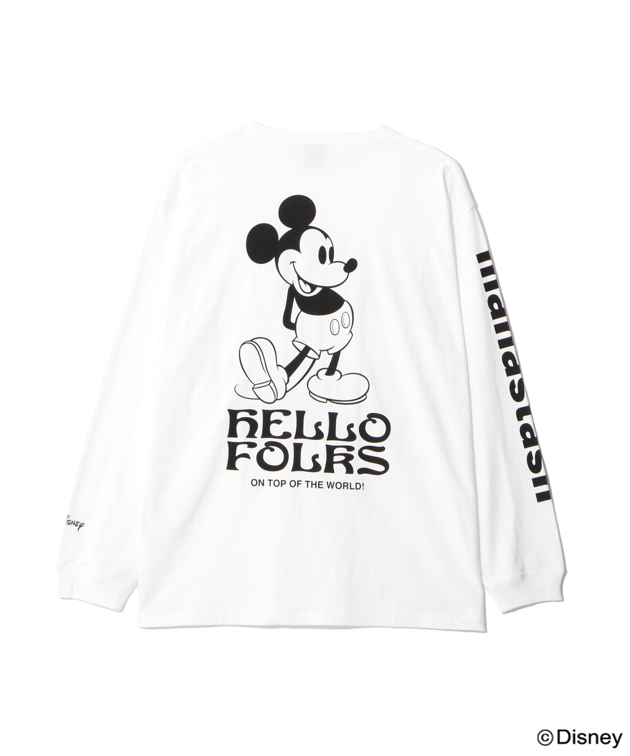 MANASTASH/マナスタッシュ/MICKEY L/S TEE HELLO FOLKS ホワイト