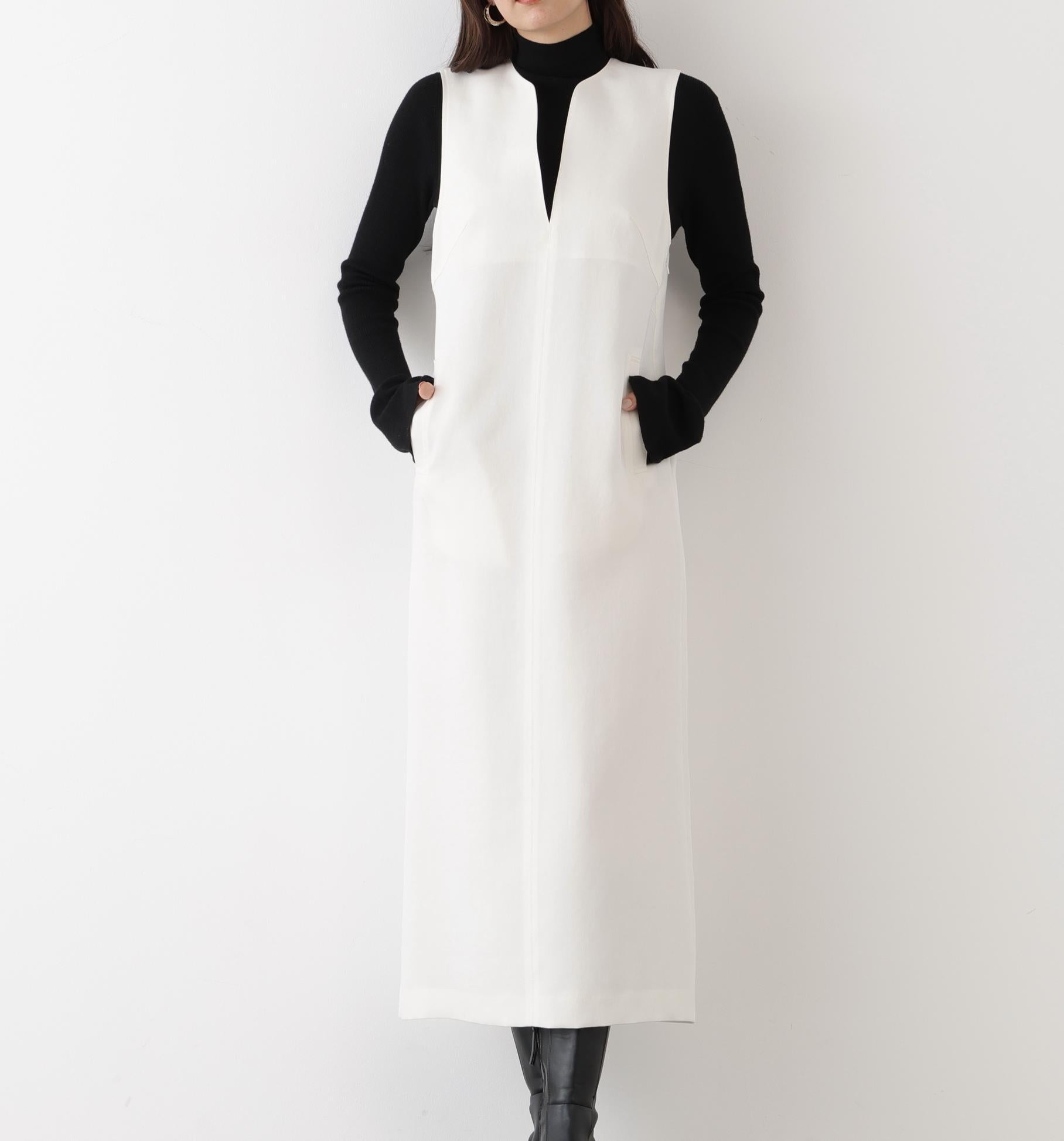 ◆キーネックジャンパースカート エクリュ1