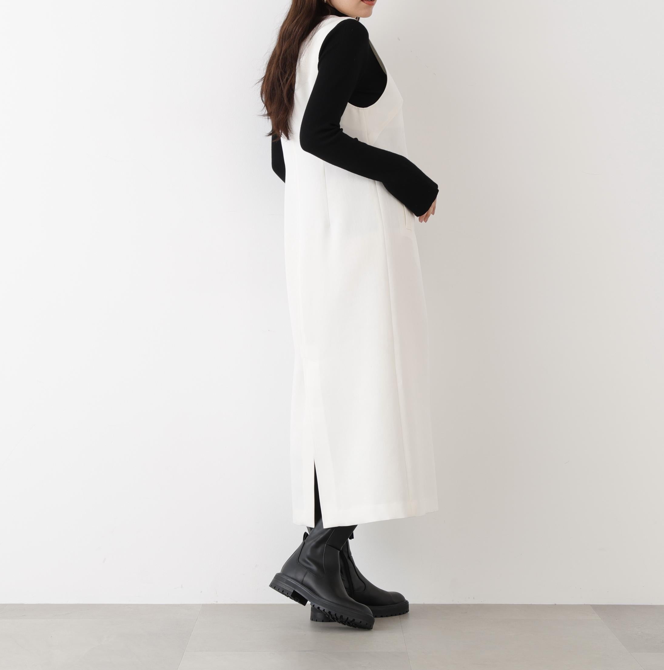 ◆キーネックジャンパースカート エクリュ1