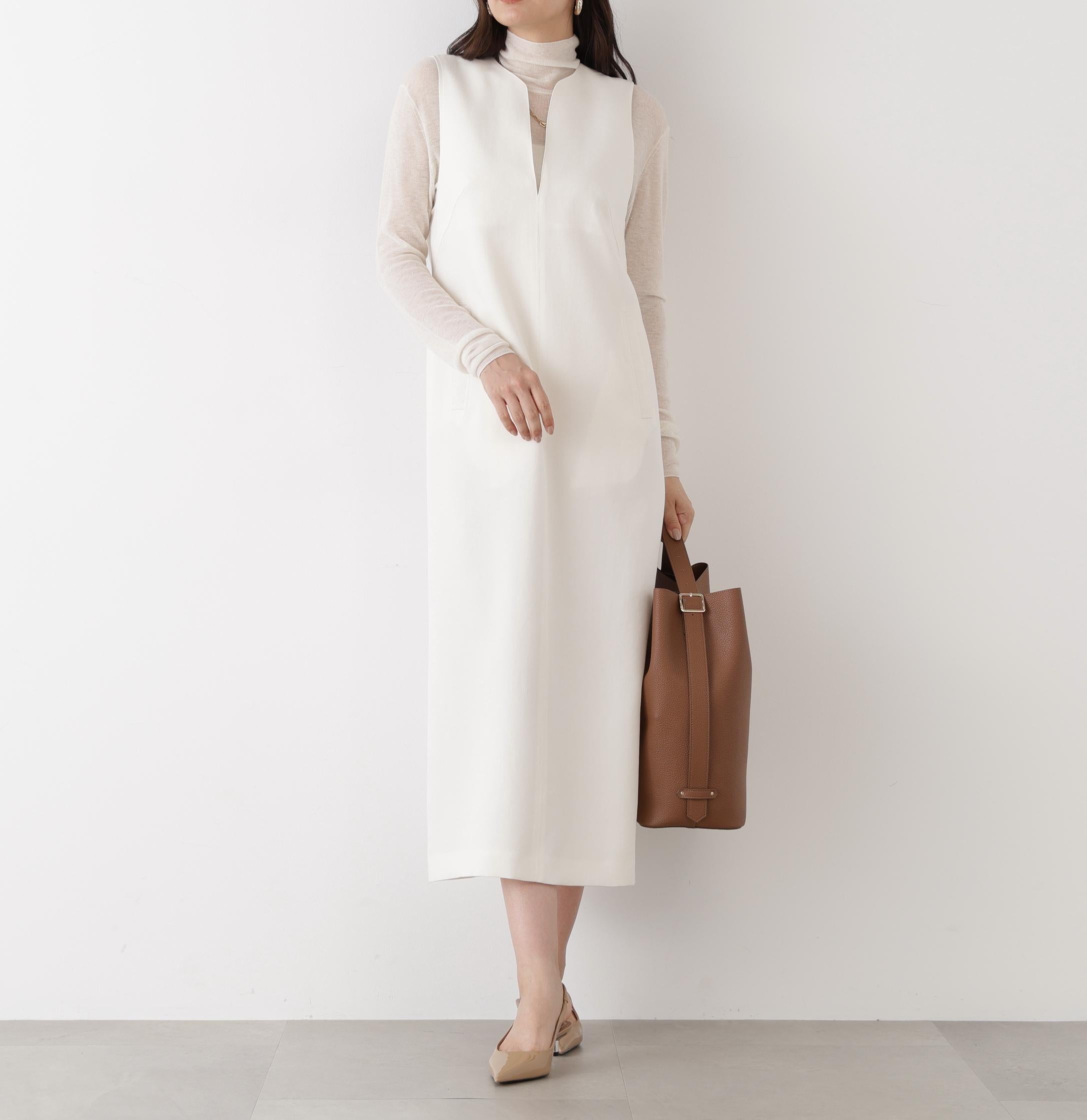 ◆キーネックジャンパースカート エクリュ1