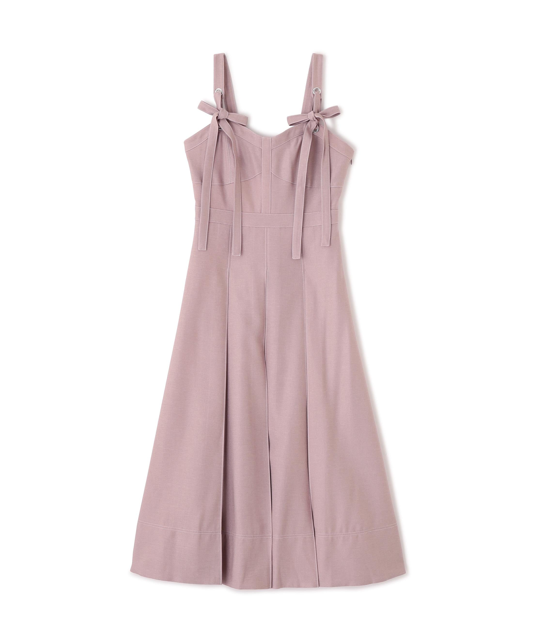 デニムライク配色ステッチビスチェジャンスカ ピンク