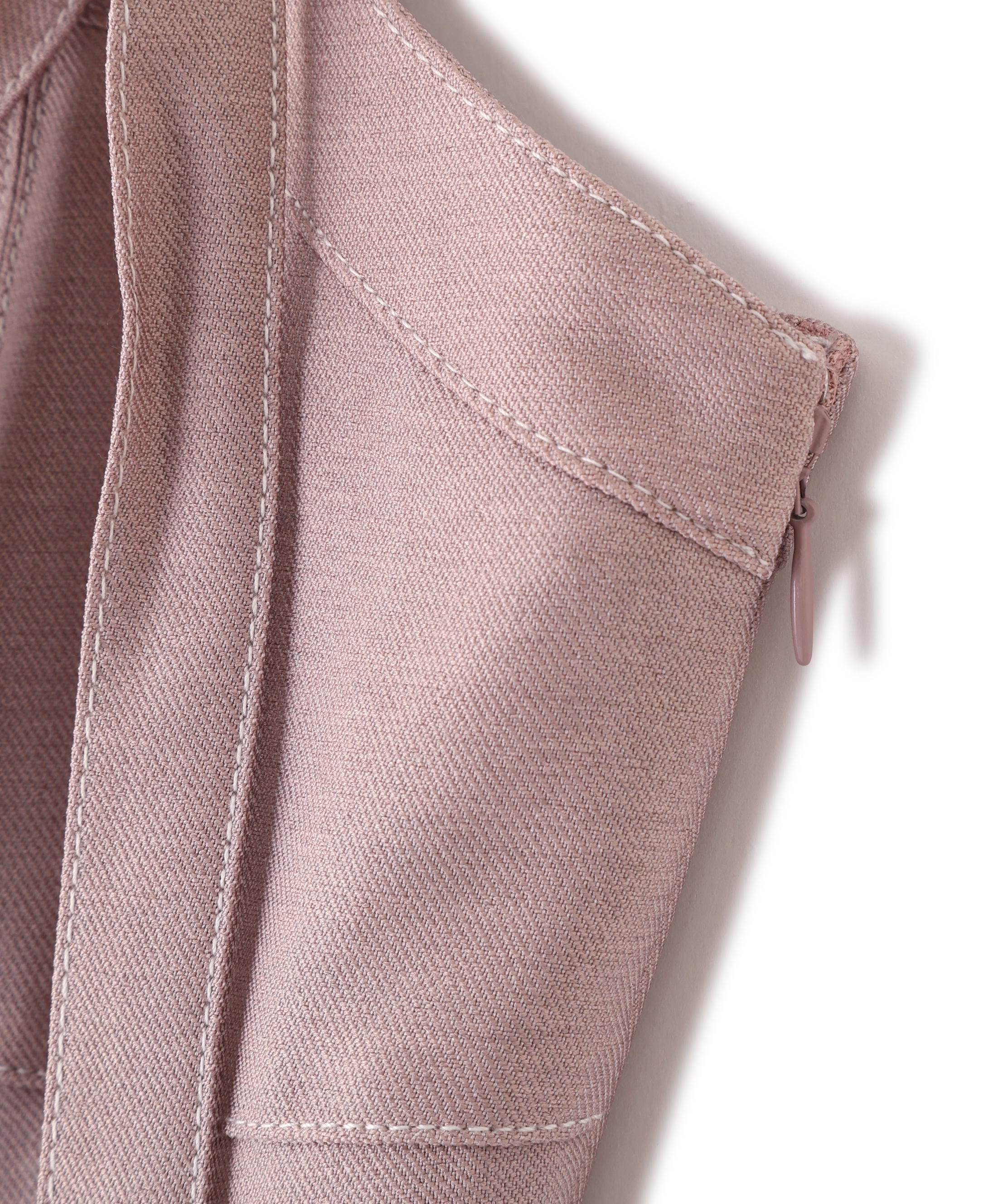 デニムライク配色ステッチビスチェジャンスカ ピンク