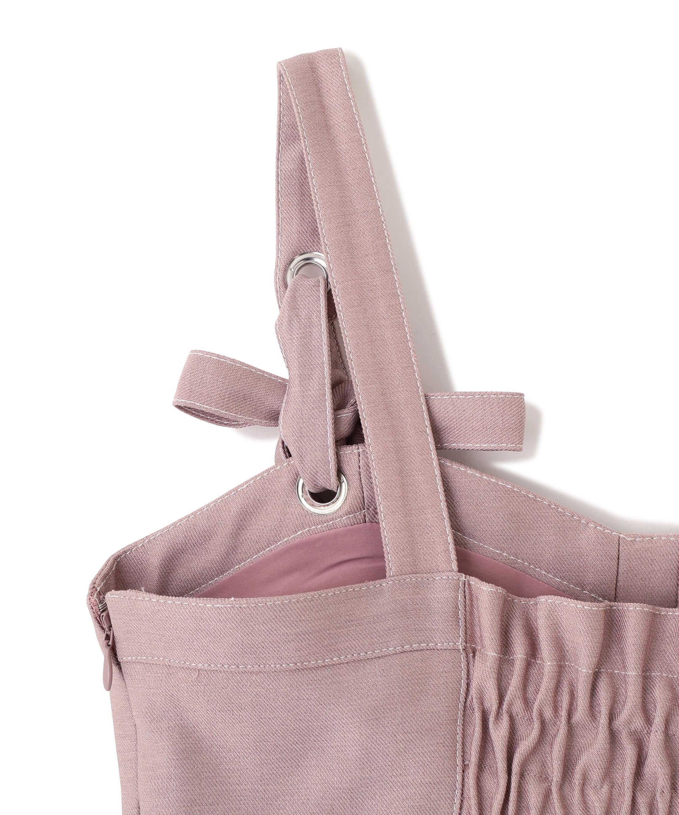 デニムライク配色ステッチビスチェジャンスカ ピンク