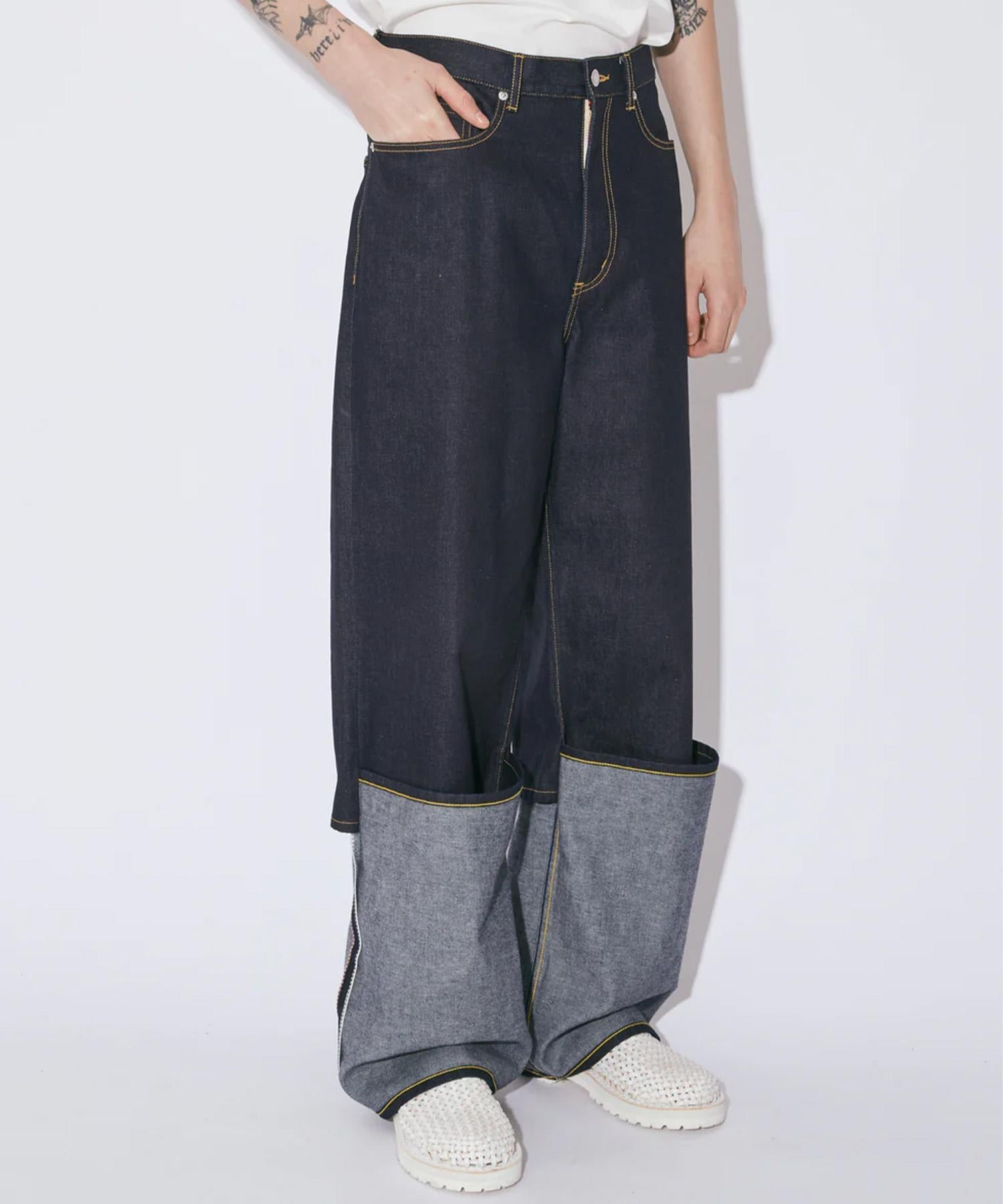 beautiful people/ビューティフルピープル/selvedge denim flip hem pants インディゴ7