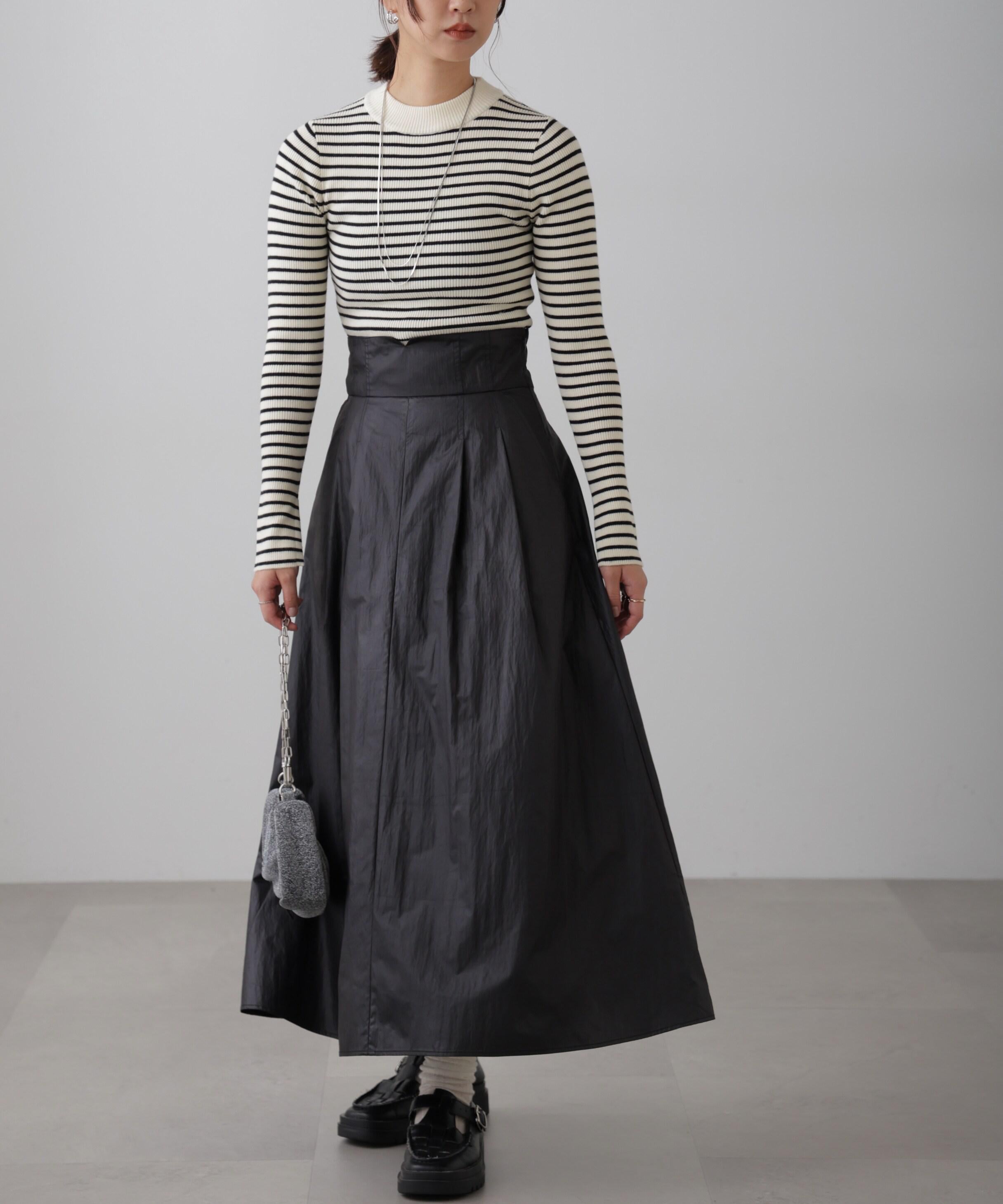 〈洗える〉マシンウォッシャブルボトルネックニット ボーダー1