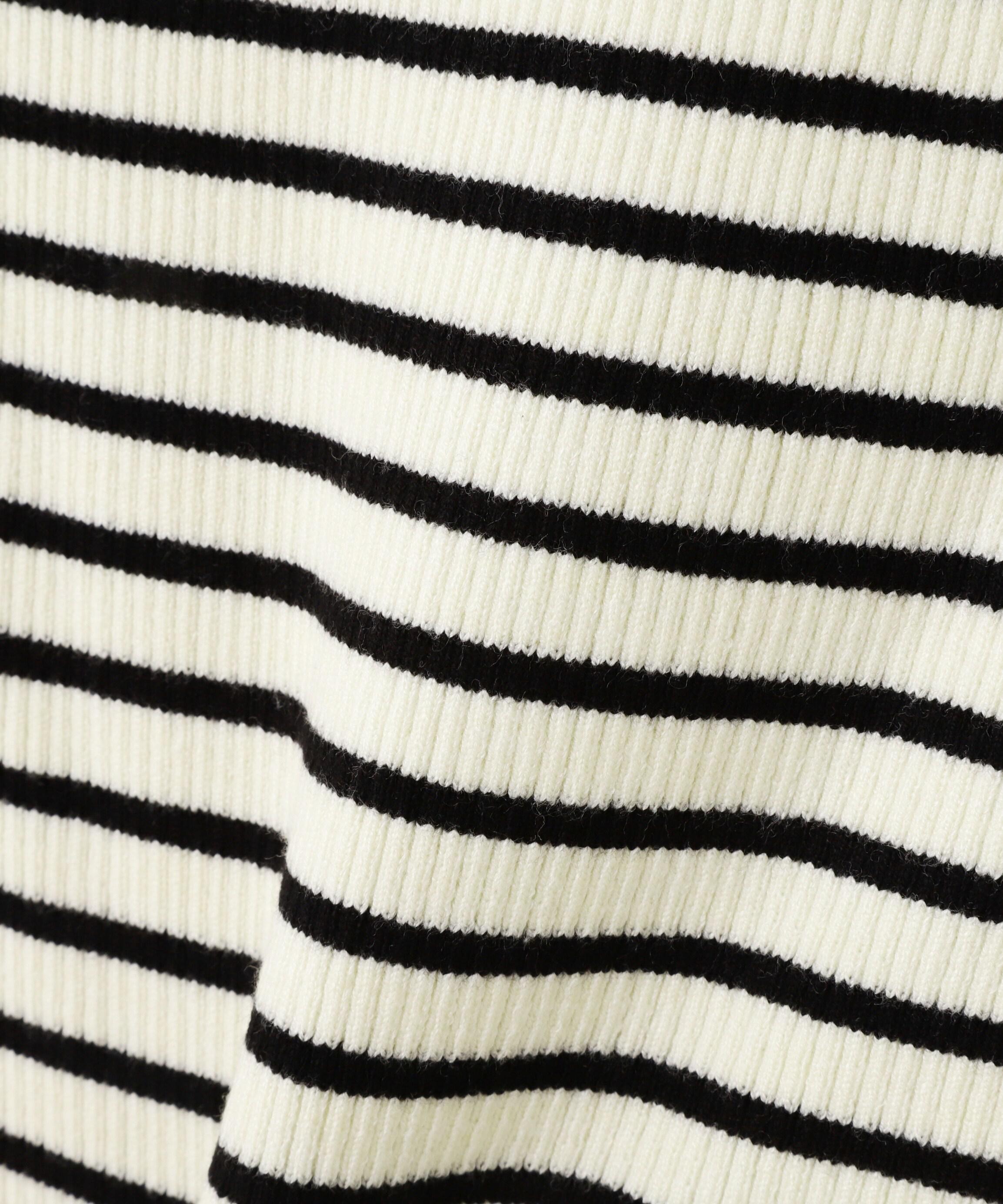 〈洗える〉マシンウォッシャブルボトルネックニット ボーダー1