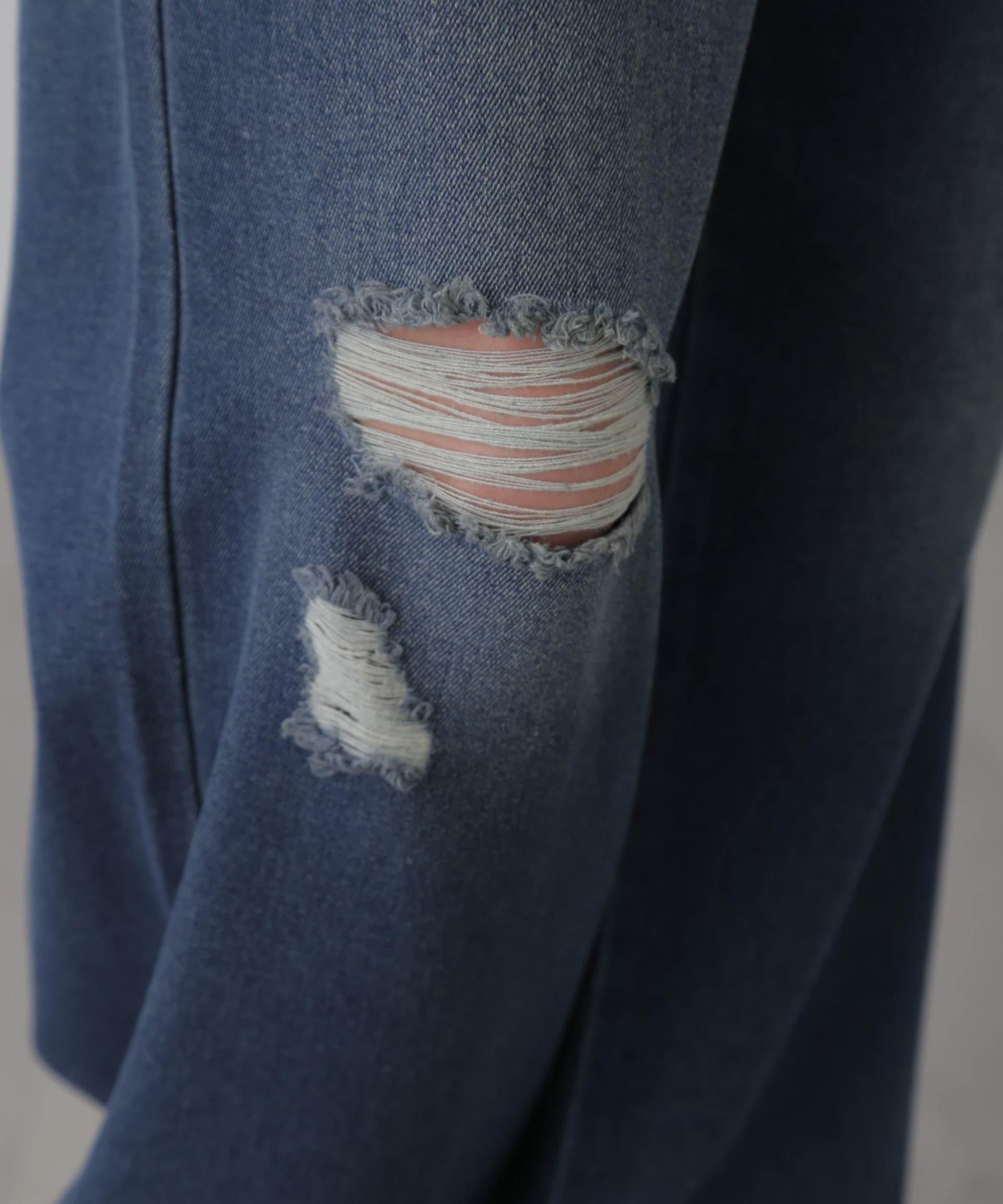 ストレートワイドクラッシュデニムパンツ ブルーオーバーダイ5