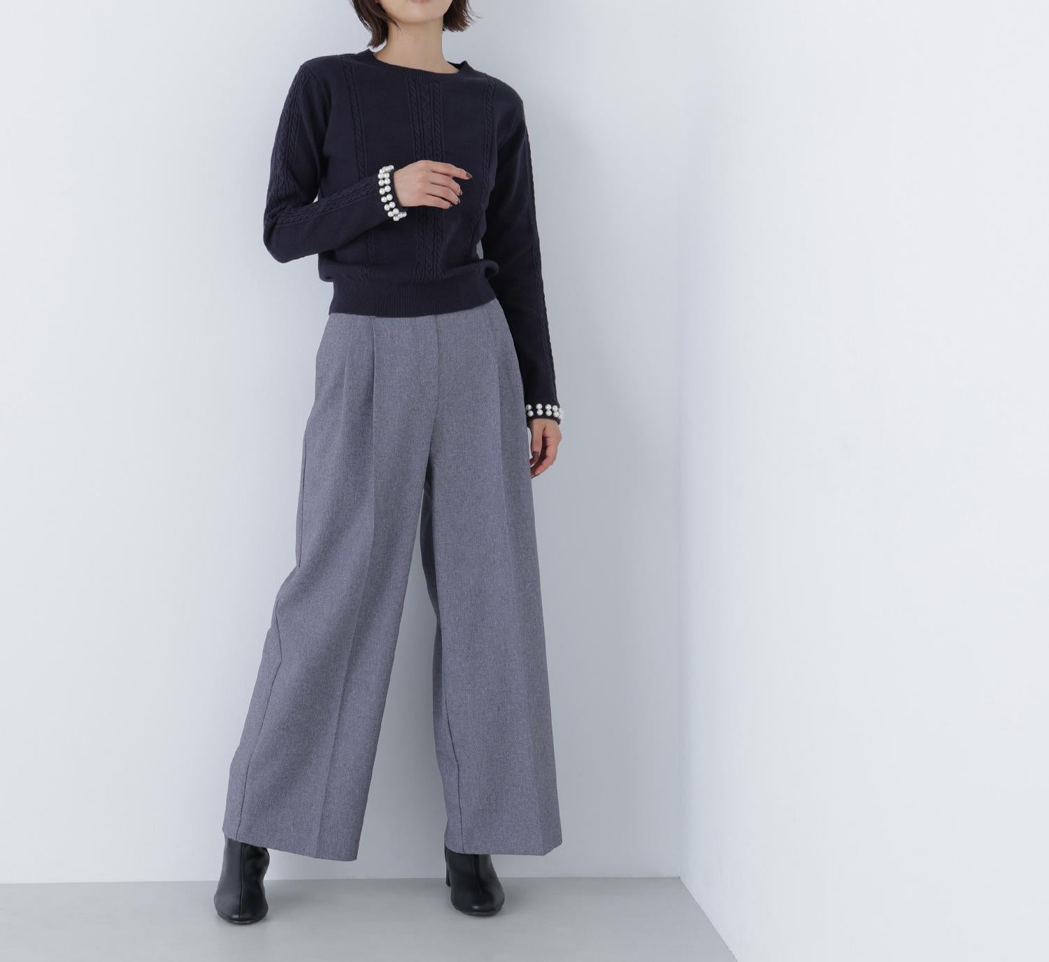 パールブレスレットニット ネイビー