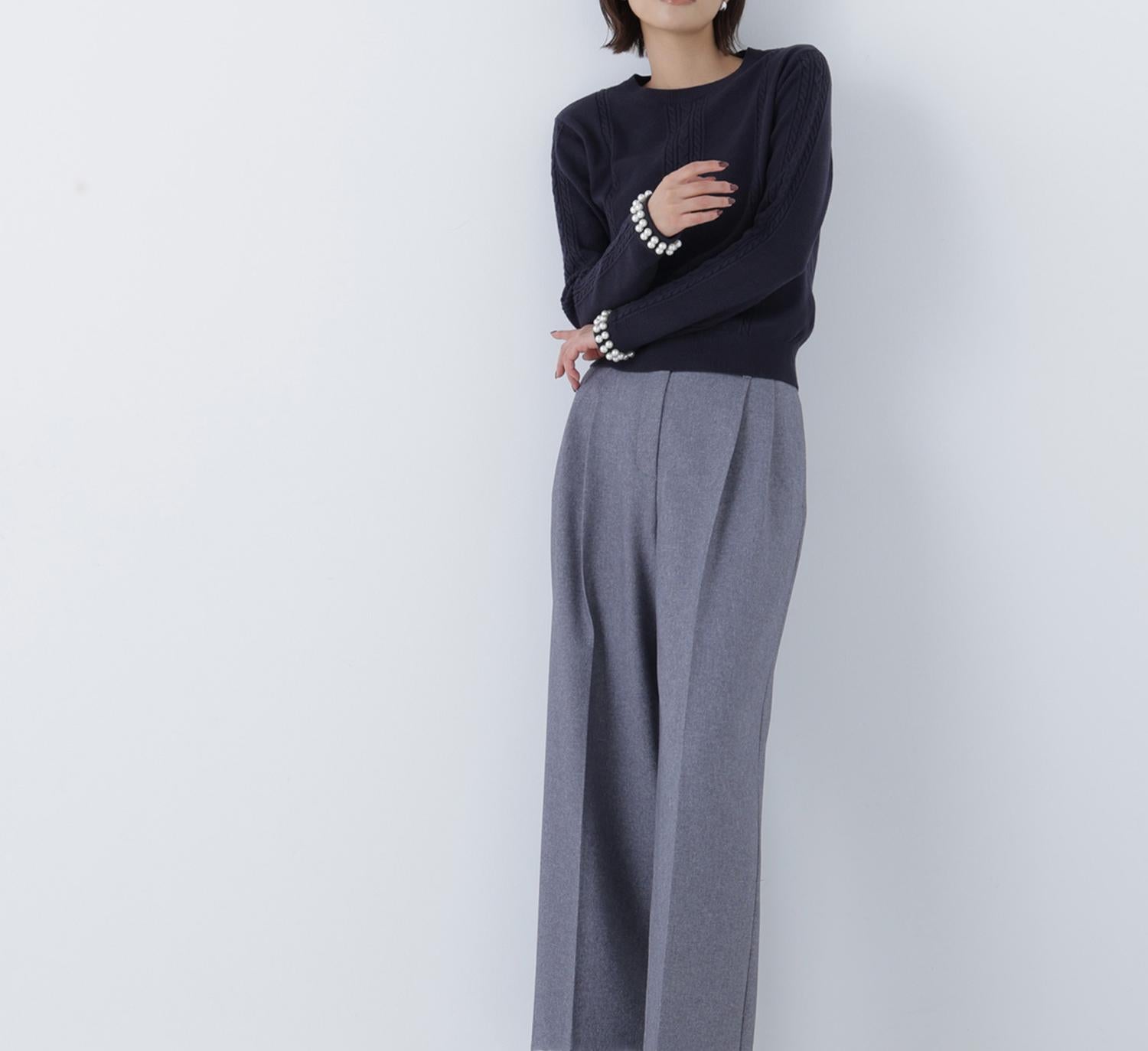 パールブレスレットニット ネイビー