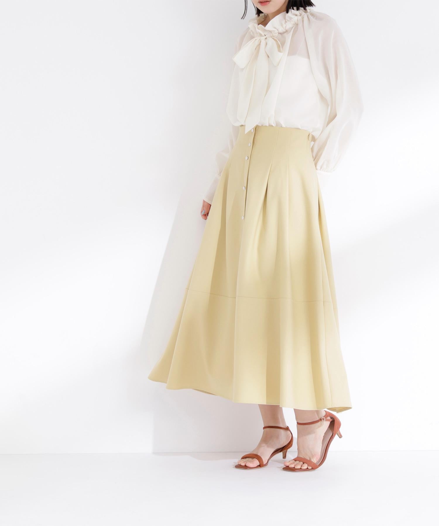 フロントボタンフレアスカート イエロー