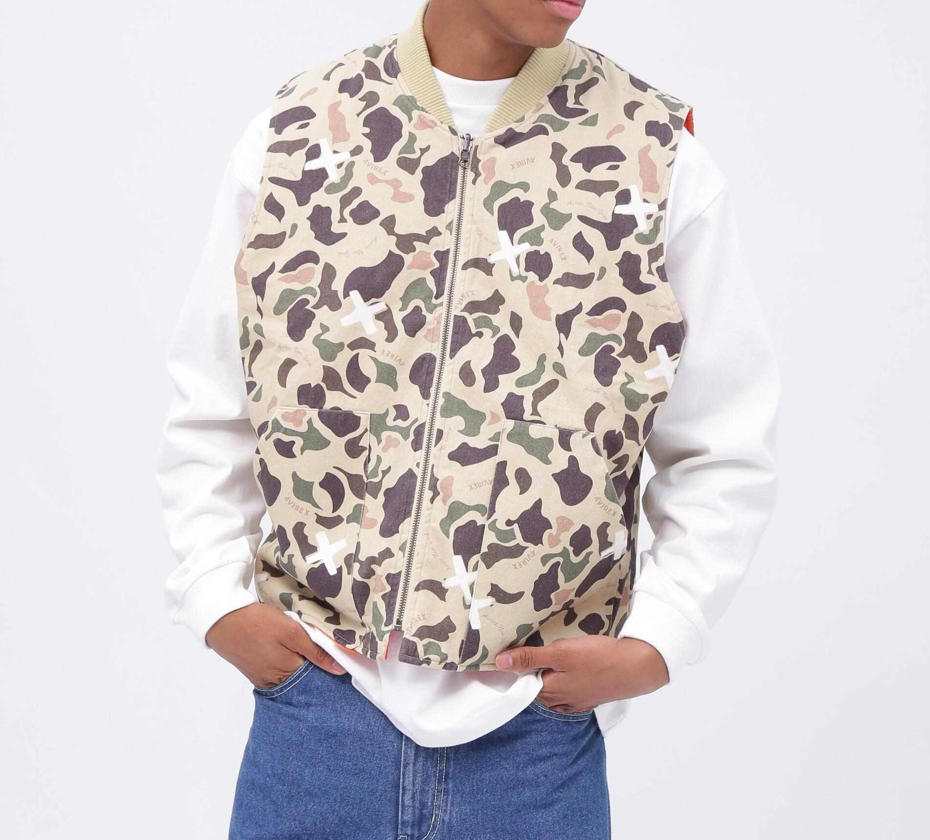 >EVE>SIRLE DUCK CAMO VEST / リバーシブル ダックカモ ベスト / AVI>EX / アヴィレックス オレンジ