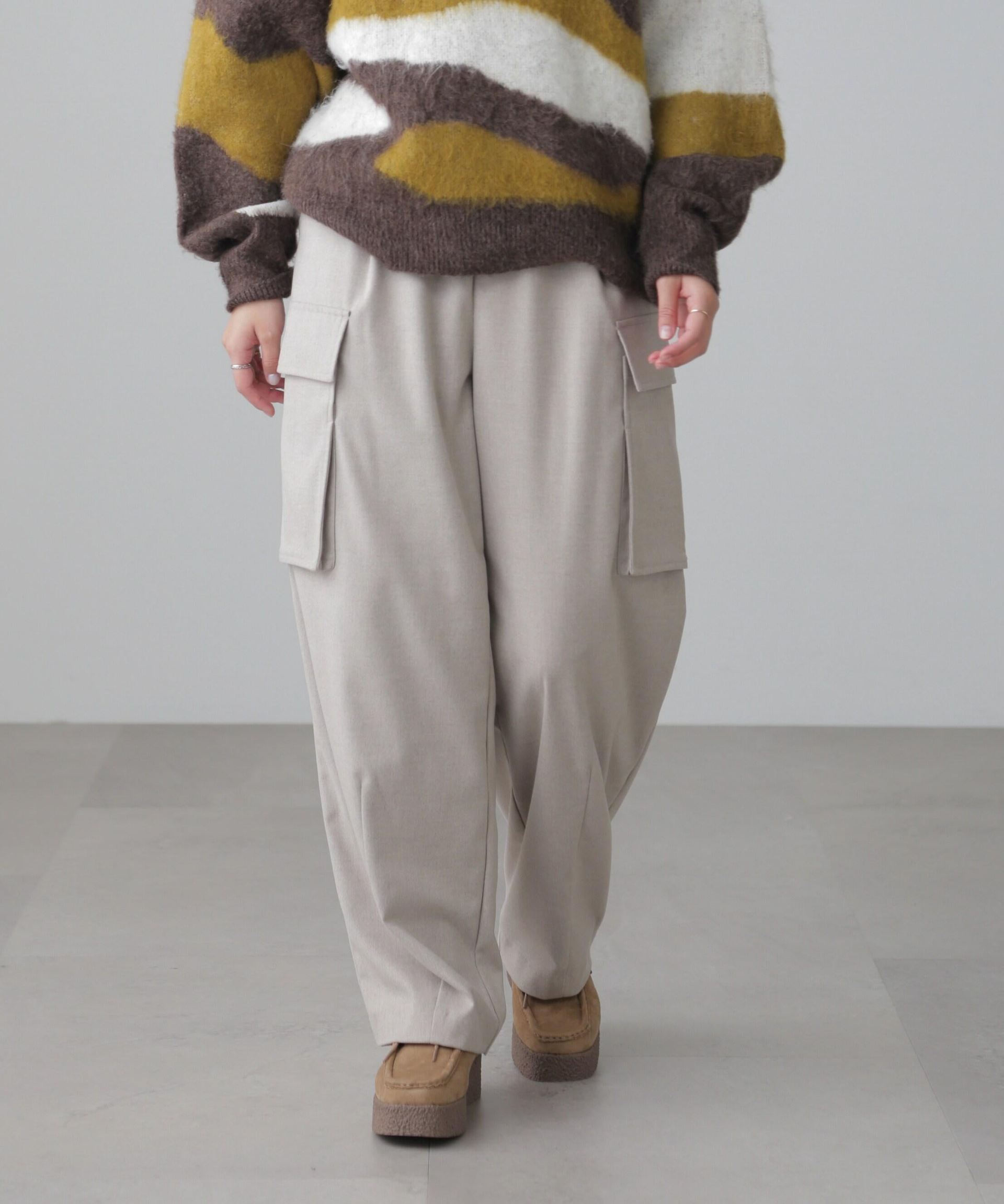 ウールライクカーゴワイドパンツ オフ