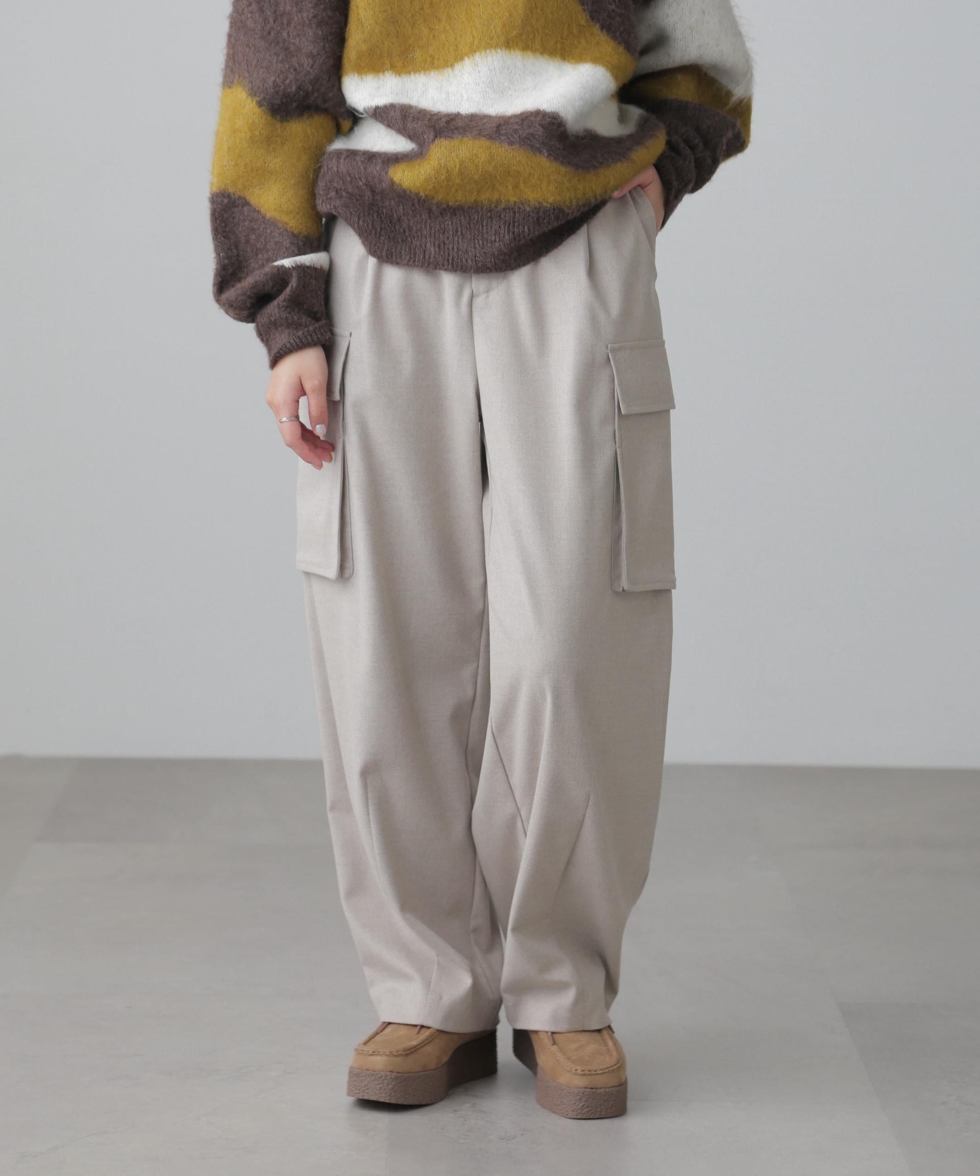 ウールライクカーゴワイドパンツ オフ
