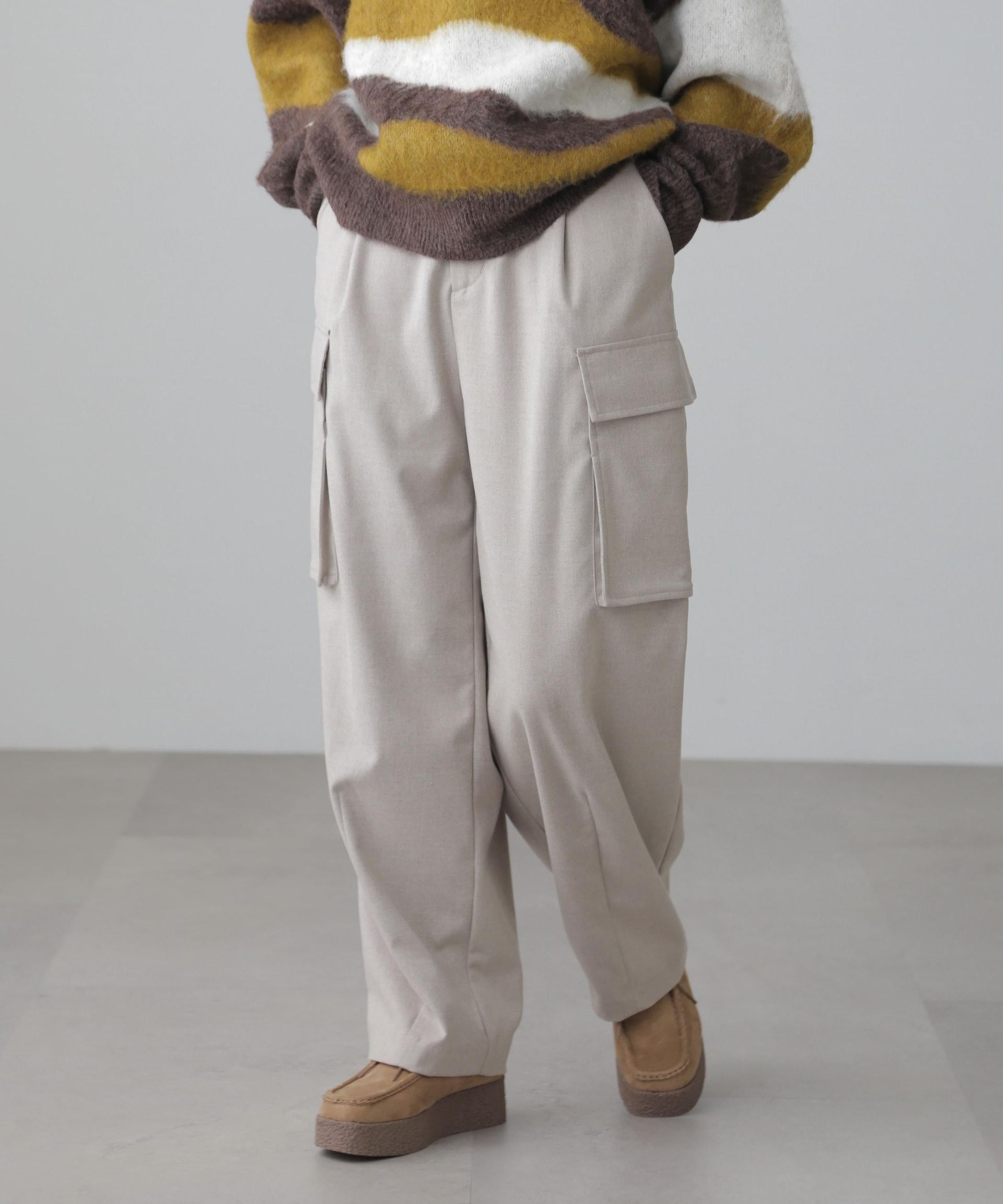 ウールライクカーゴワイドパンツ オフ