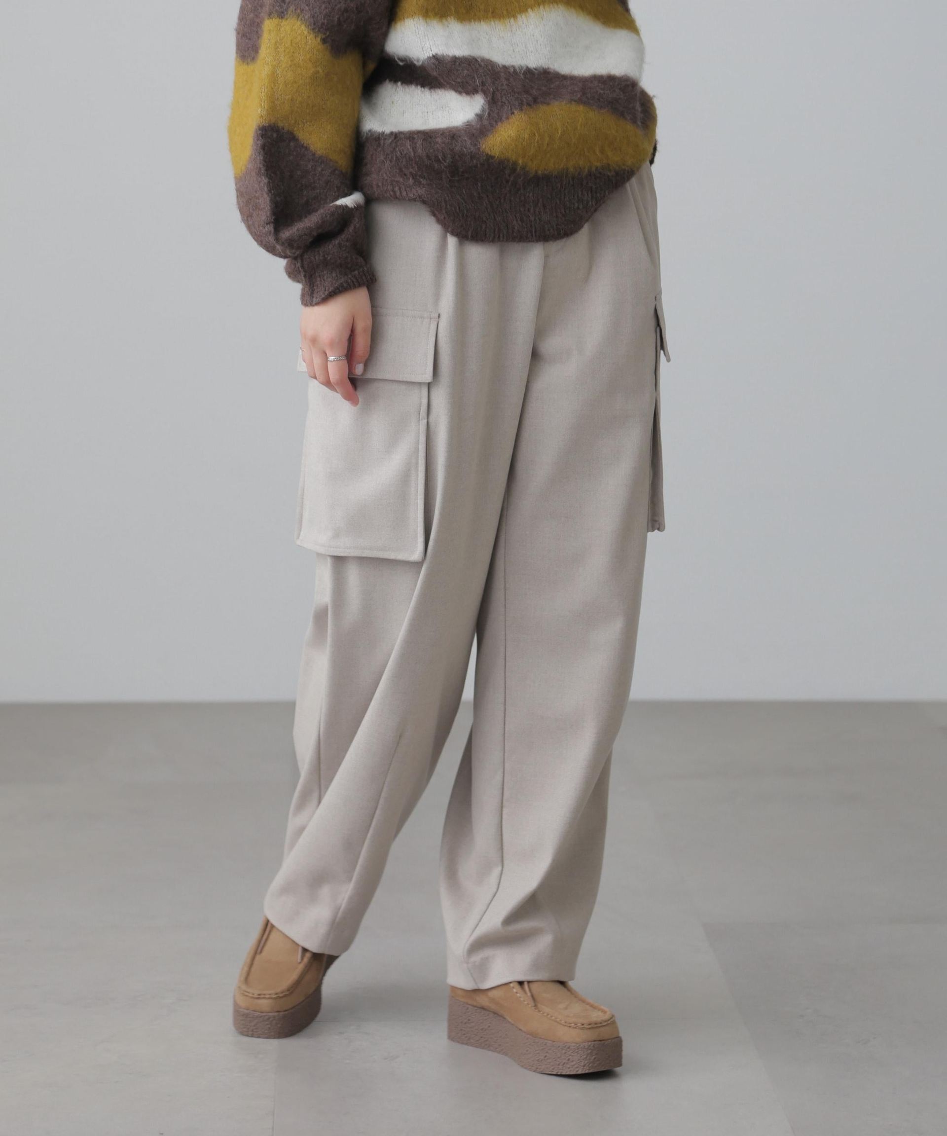 ウールライクカーゴワイドパンツ オフ