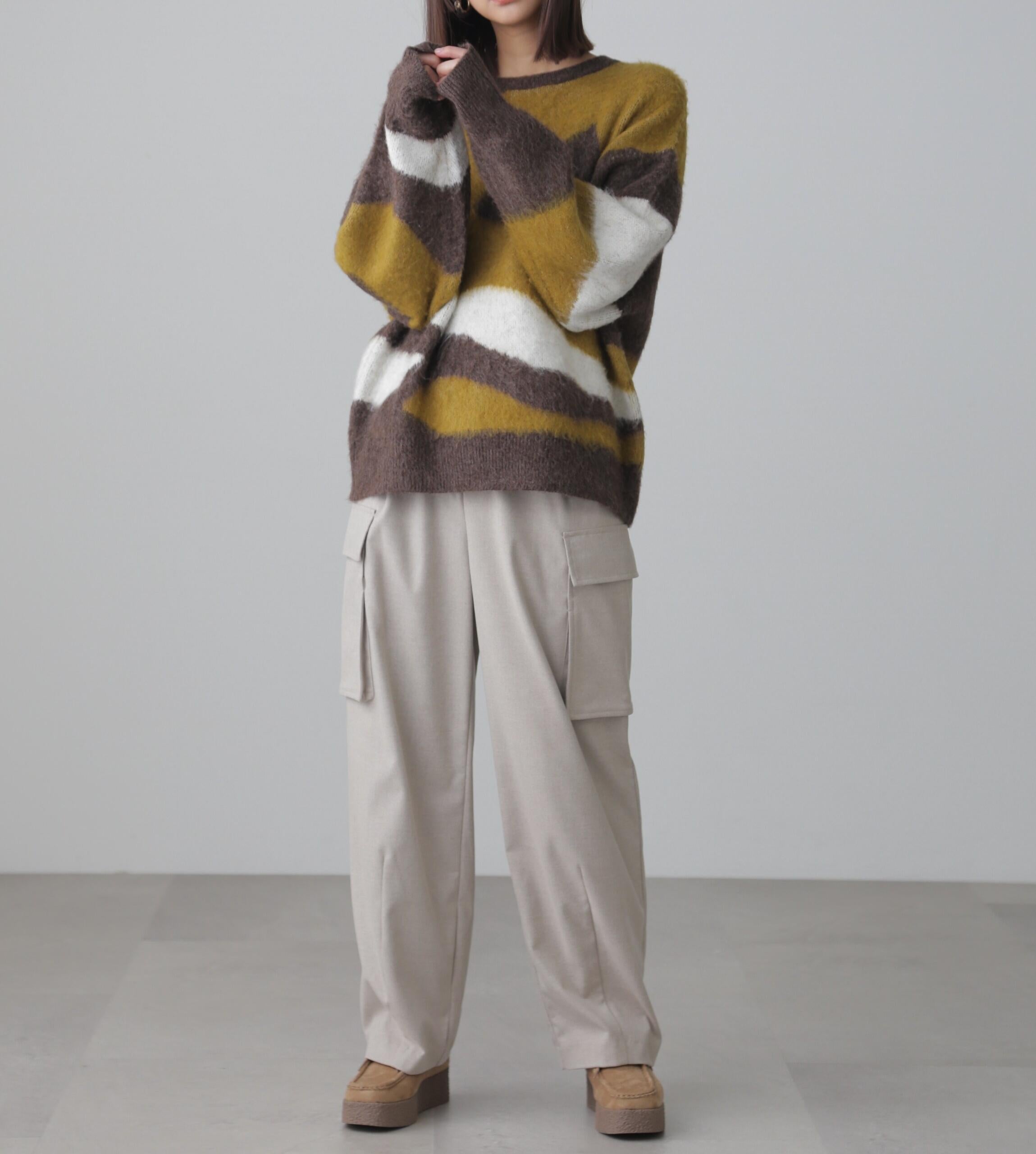 ウールライクカーゴワイドパンツ オフ